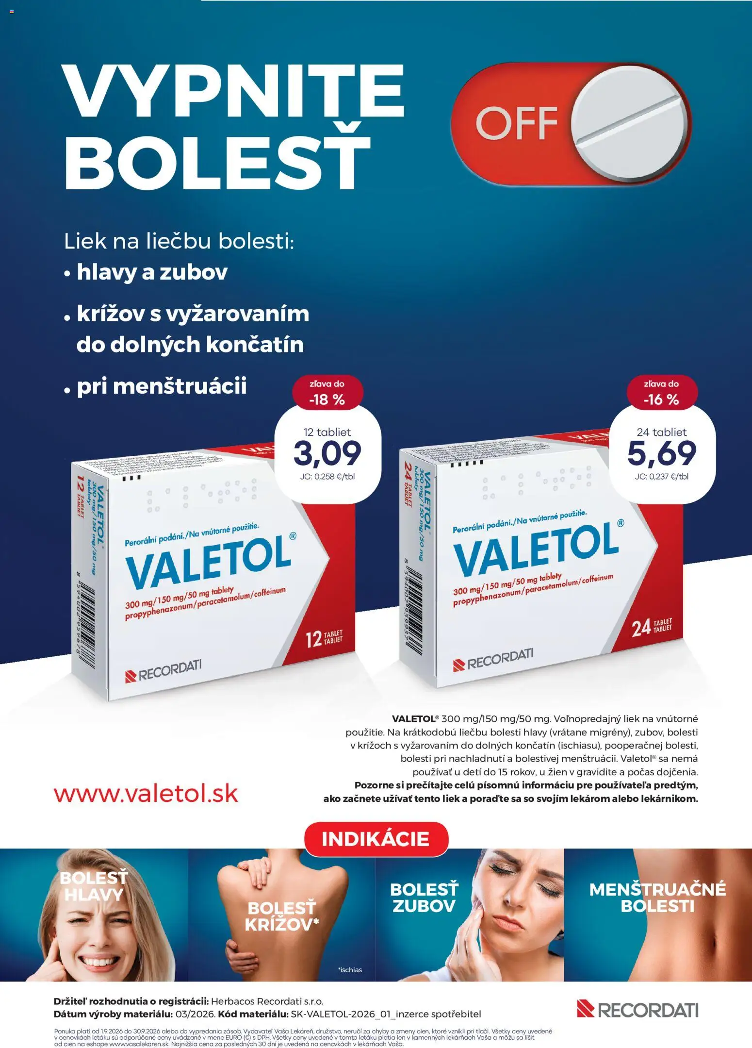 Nové Vaša lekáreň akcie – leták je platný od 01.09.2026 | Strana: 13 | Produkty: Tablet