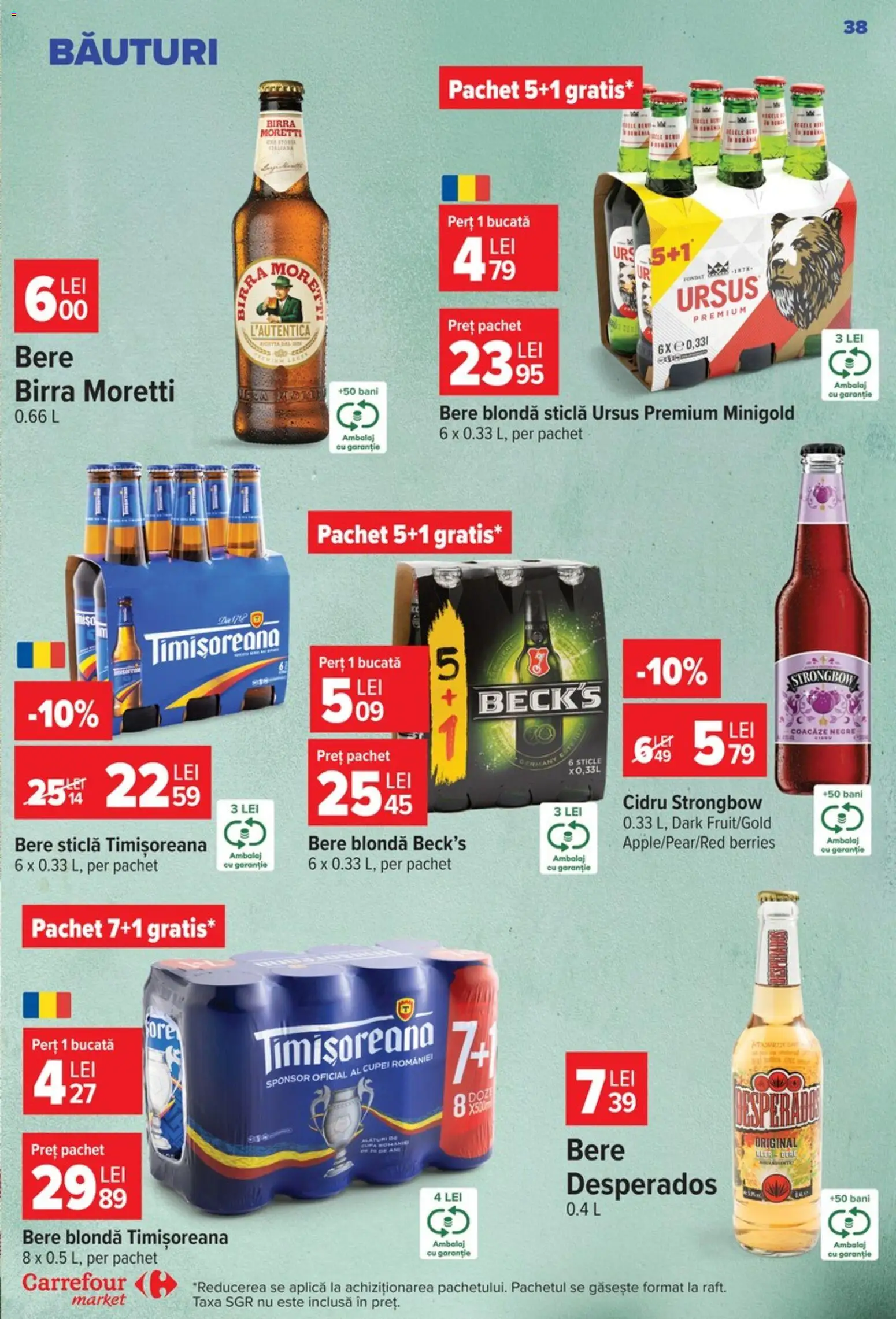 Noul catalog Carrefour – valabil de la 09.09.2026 | Pagină: 38 | Produse: Premium, Ursus, Aplică, Desperados