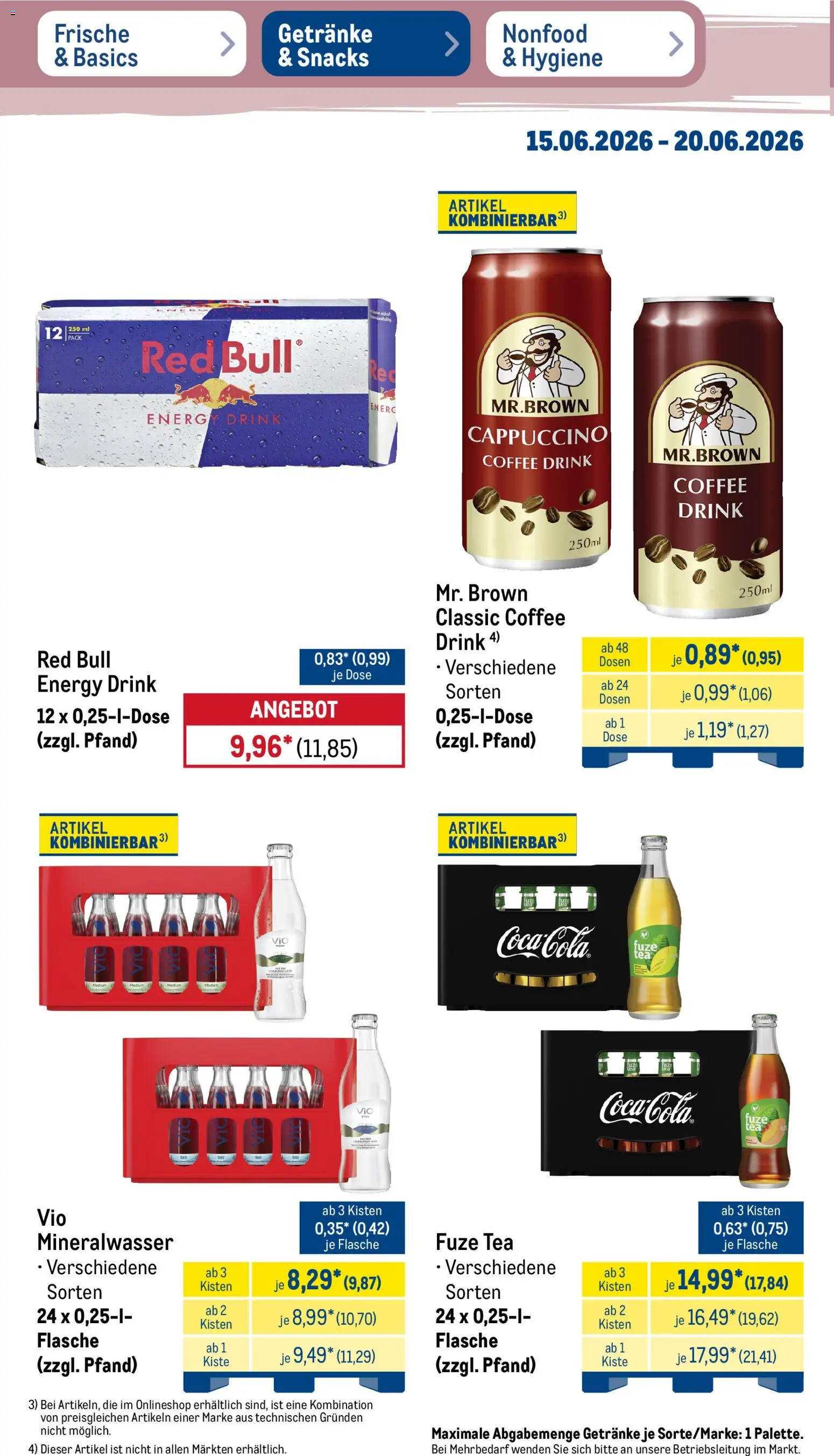 Metro Prospekt – gültig ab 15.06.2026 | Seite: 30 | Produkte: Fuze tea, Red bull, Energy, Mineralwasser