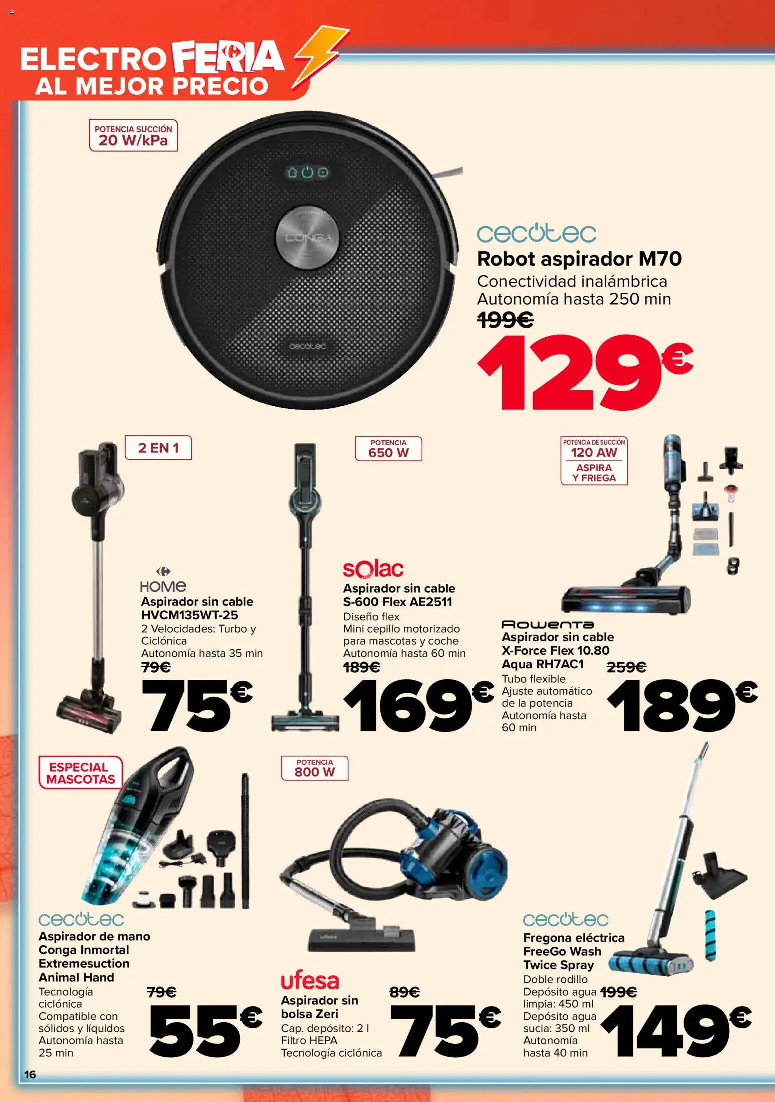 Carrefour Electro Feria │ válido desde el 27/10/2026 | Página: 16 | Productos: Cepillo, Filtro HEPA, Aspirador, Agua