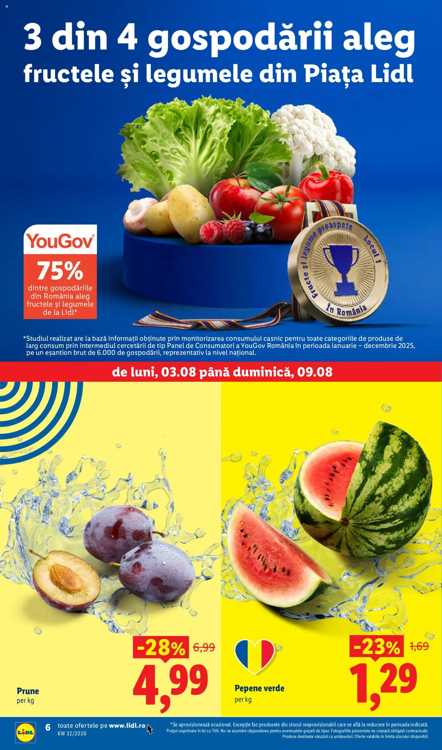 Noul catalog Lidl – valabil de la 03.08.2026 | Pagină: 6 | Produse: Pepene Verde, Prune, Tip