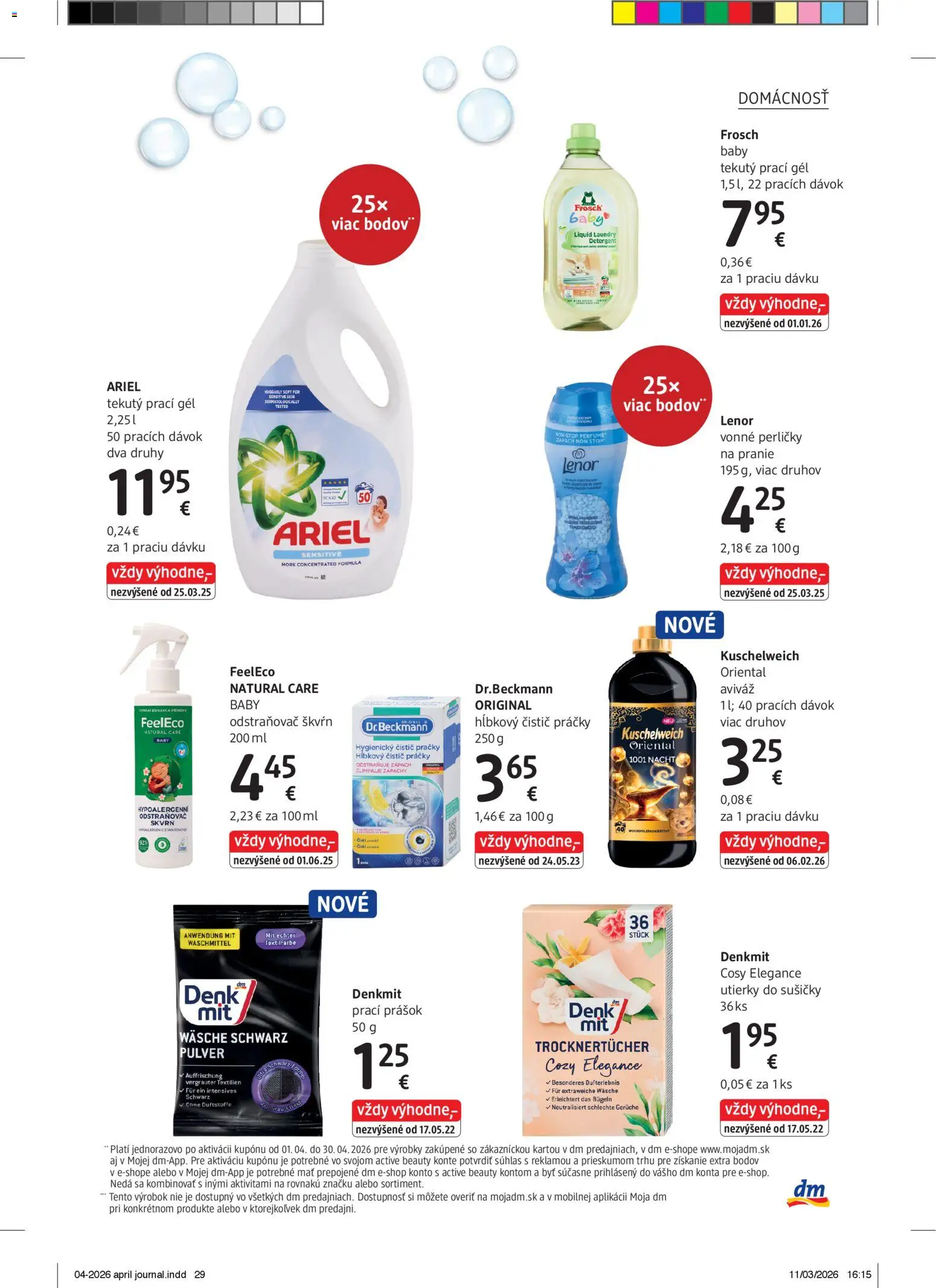Nové dm drogerie akcie – leták je platný od 01.04.2026 | Strana: 29 | Produkty: Práčky, Stan, Odstraňovač škvŕn, Ariel
