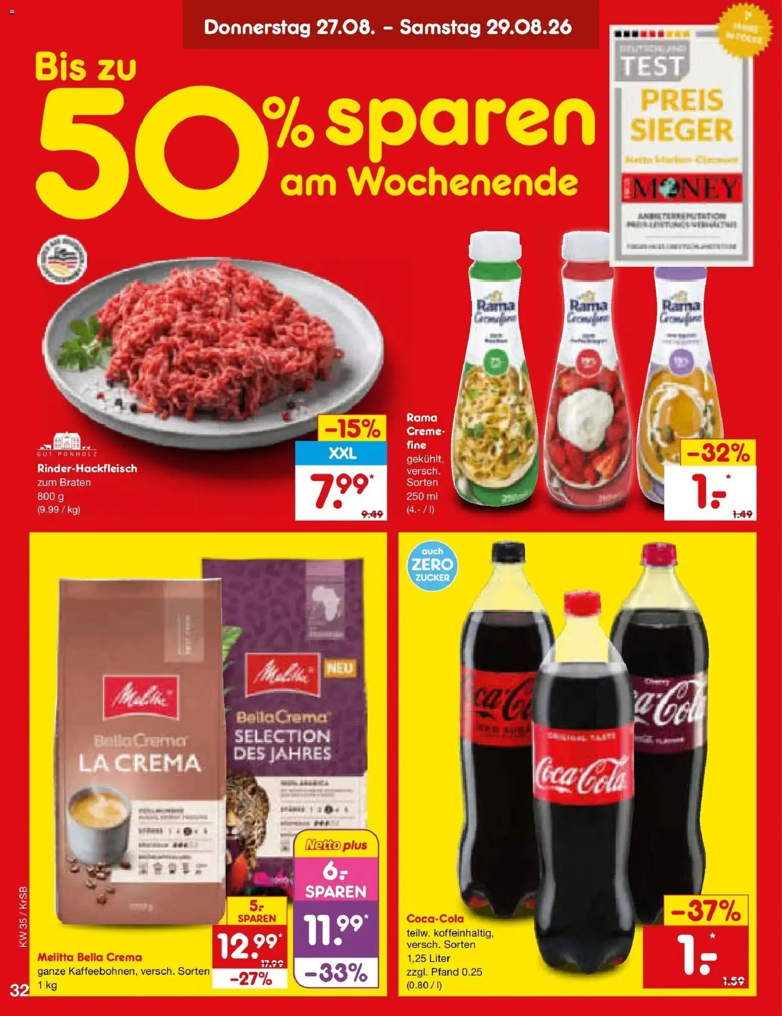 Netto Marken-Discount Prospekt Baesweiler – gültig ab 24.08.2026 | Seite: 46 | Produkte: Rama, Coca cola, Cola, Creme