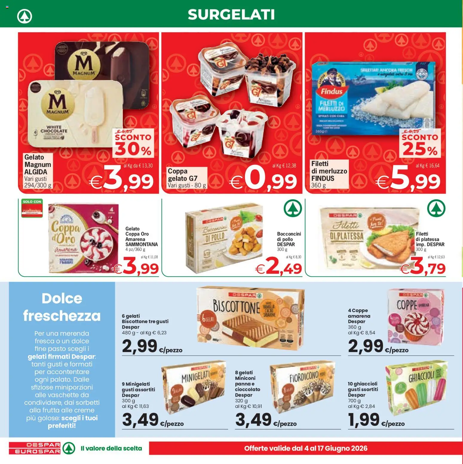 Volantino Eurospar del 04.06.2026 | Pagina: 6 | Prodotti: Ghiaccioli, Panna, Gelato, Amarena