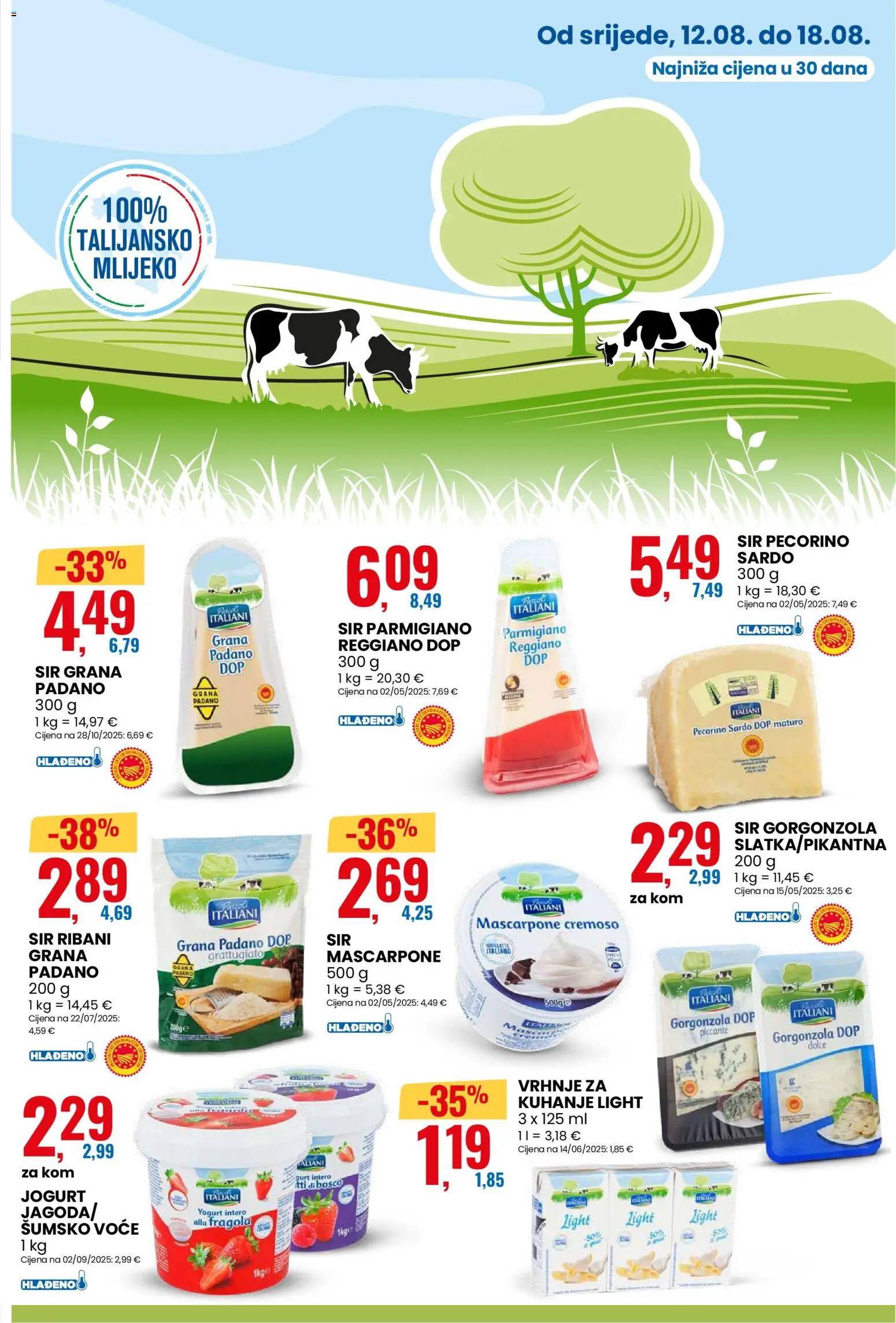 Eurospin katalog | vrijedi od 12.08.2026 | Stranica: 9 | Proizvodi: Mascarpone, Vrhnje za kuhanje, Jogurt, Voće
