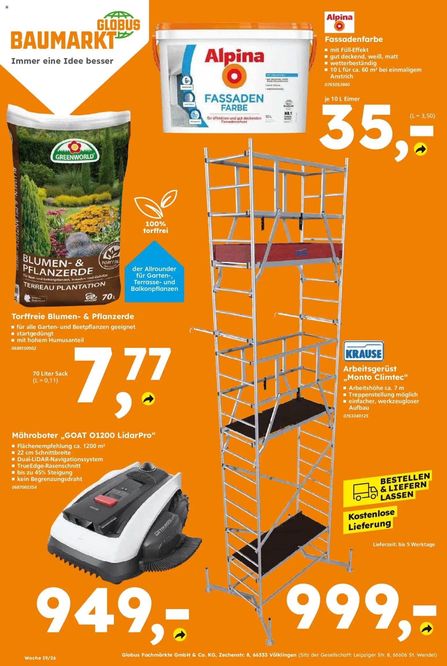 Globus Baumarkt Prospekt Schweinfurt – gültig ab 04.05.2026 | Seite: 16 | Produkte: Pflanzerde, Blumen