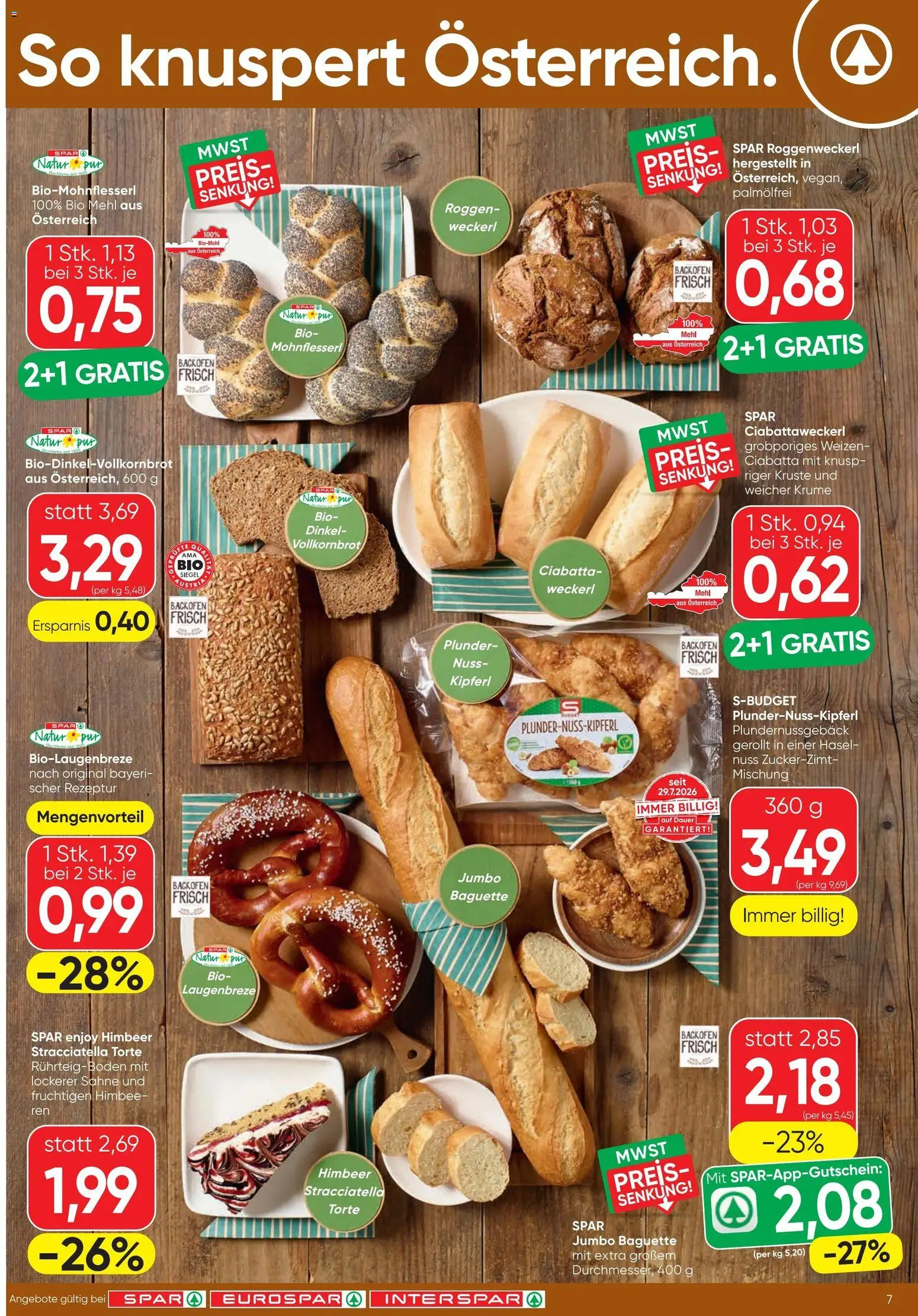 Spar - Flugblatt gültig ab 20.08.2026 | Seite: 7 | Produkte: Sahne, Baguette, Mehl