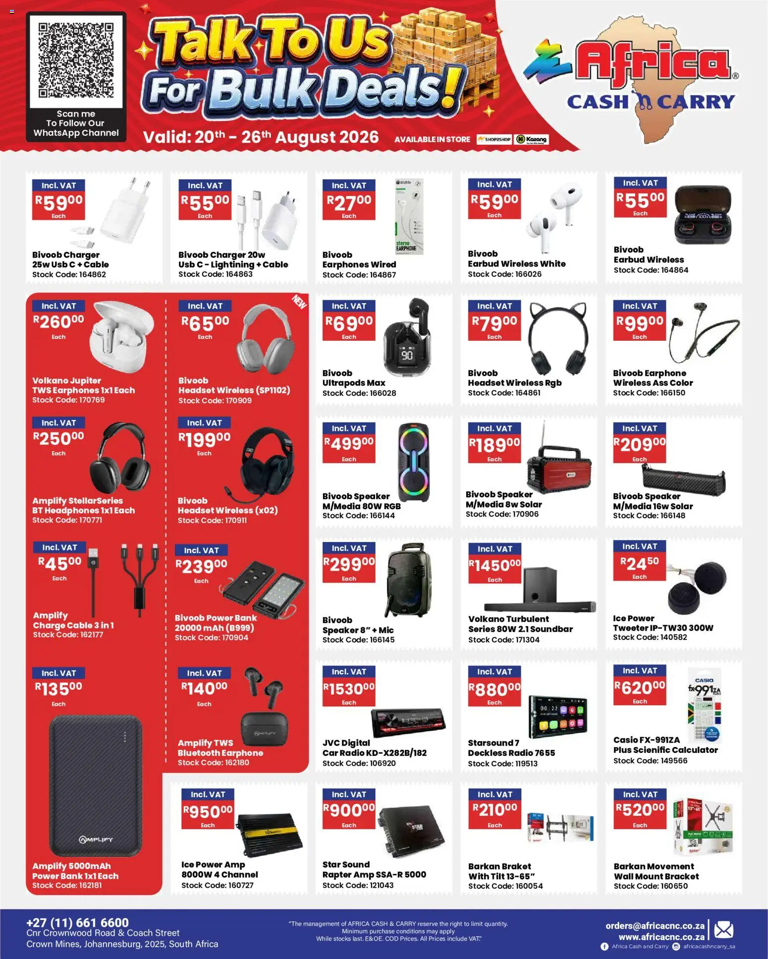 New Africa Cash & Carry catalogue – valid from 20/08/2026 | Page: 31 | Products: Radio, Speaker, USB, Stock