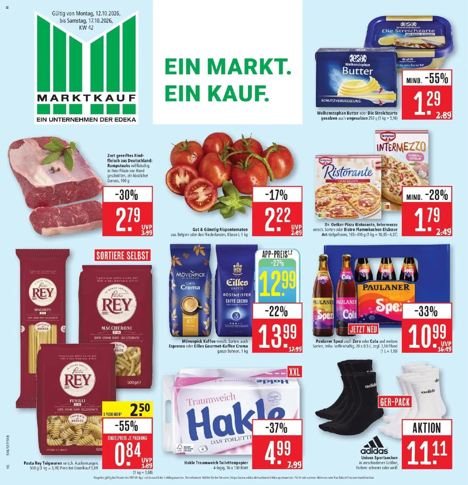 Marktkauf Prospekt Kirchheim (ab 12.10.2026) » Angebote online | Seite: 1 | Produkte: Tür, Movenpick kaffee, Pasta, Paulaner