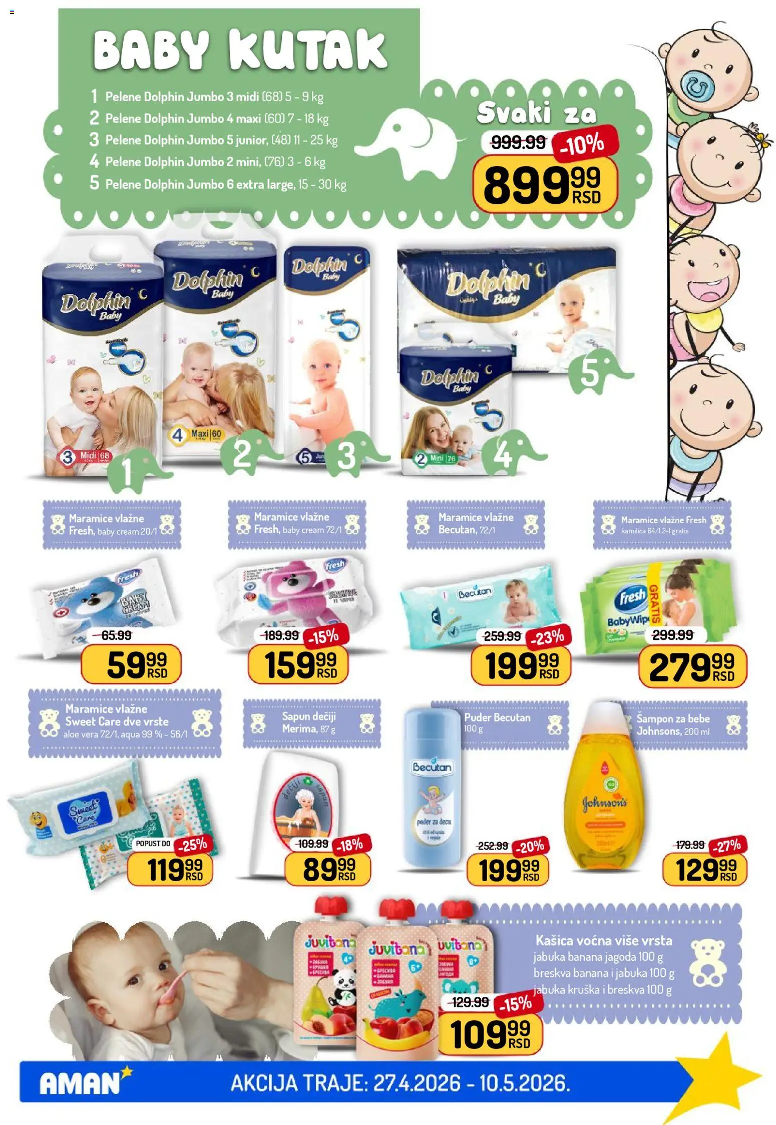 Aman katalog - važi od 27.04.2026 | Strana: 41 | Proizvode: Puder, Šampon, Vlažne maramice, Pelene