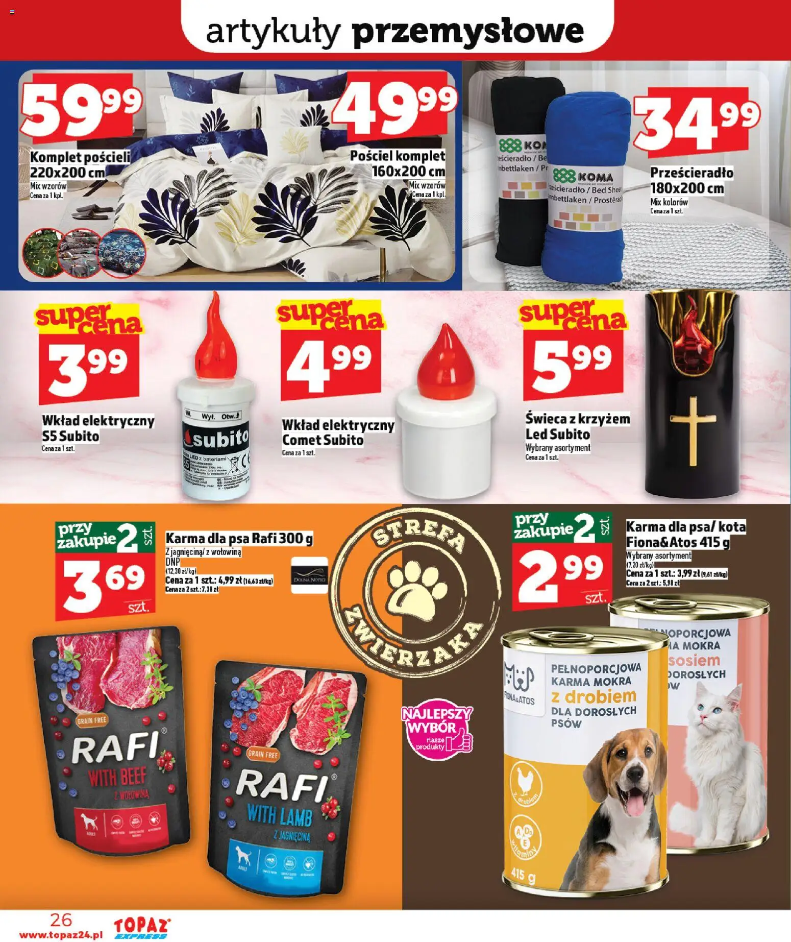 Topaz gazetka - Express od 16.04.2026 | Strona: 26 | Produkty: Pościel, Jagnięcina, Karma dla psa, Wołowina