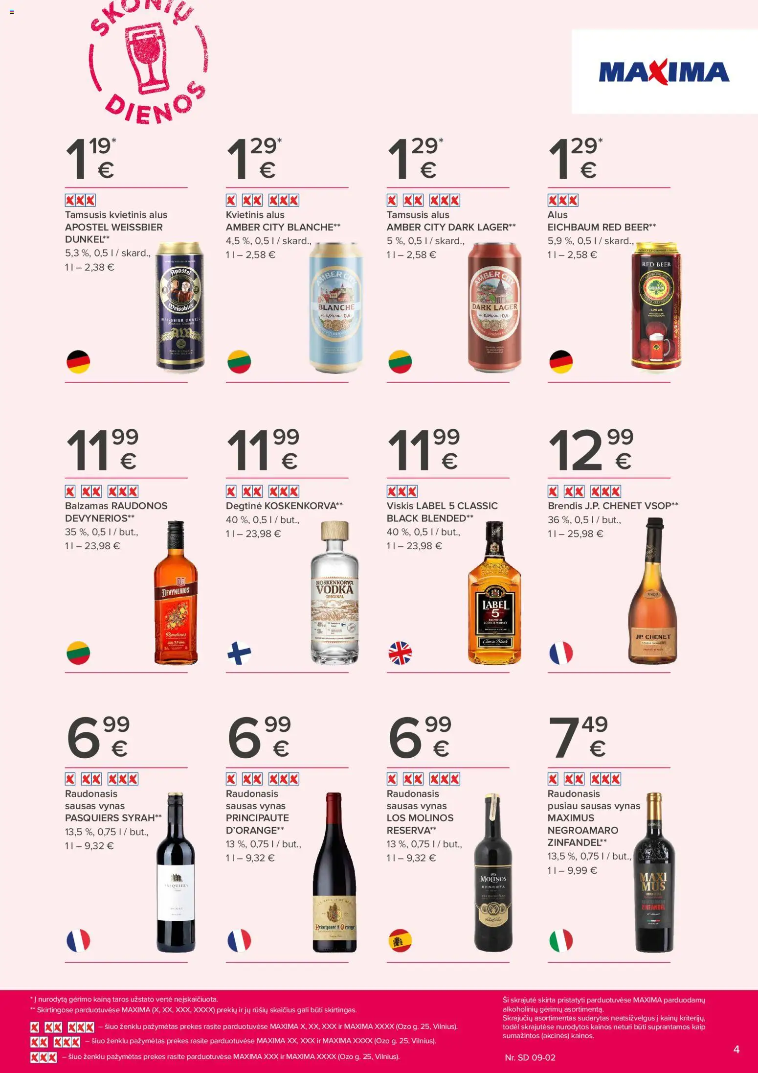 MAXIMA akcijos nuo 2026.08.20 | Puslapis: 4 | Prekių: Balzamas, Degtinė, Viskis, Alus