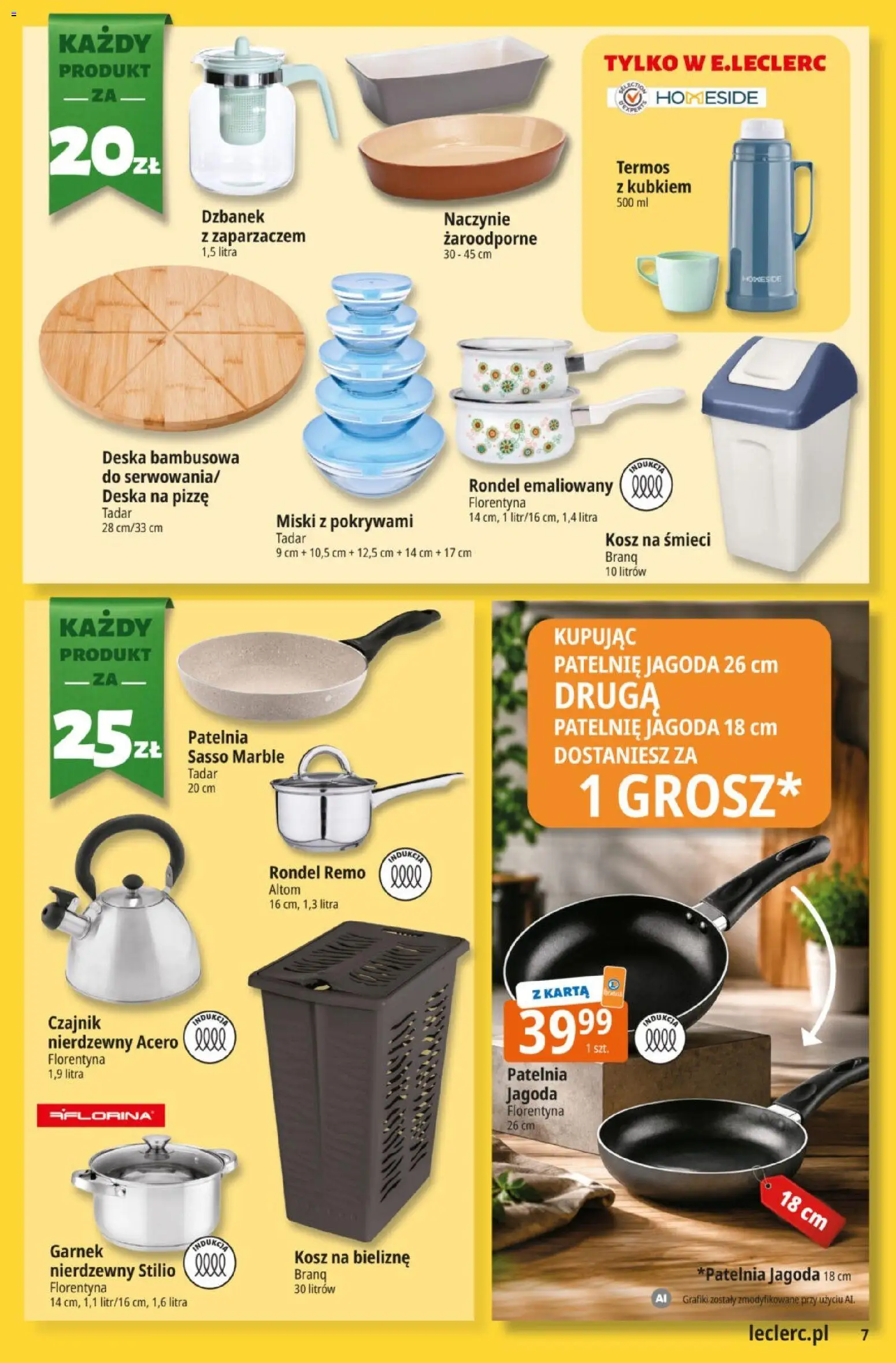 E.Leclerc gazetka od 08.09.2026 | Strona: 7 | Produkty: Czajnik, Garnek, Kosz, Patelnia