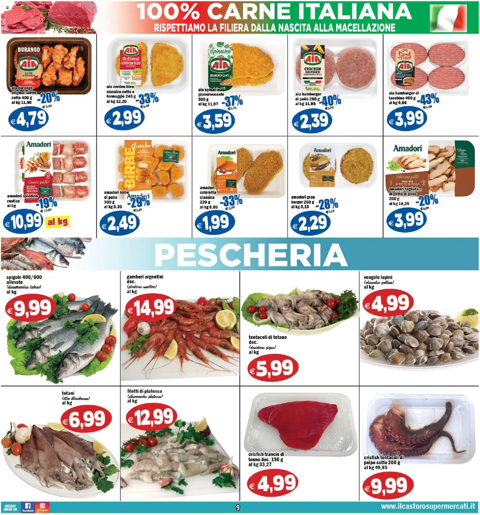 Volantino Il Castoro del 10/07/2026 | Pagina: 9 | Prodotti: Pollo, Polpo, Tonno, Hamburger