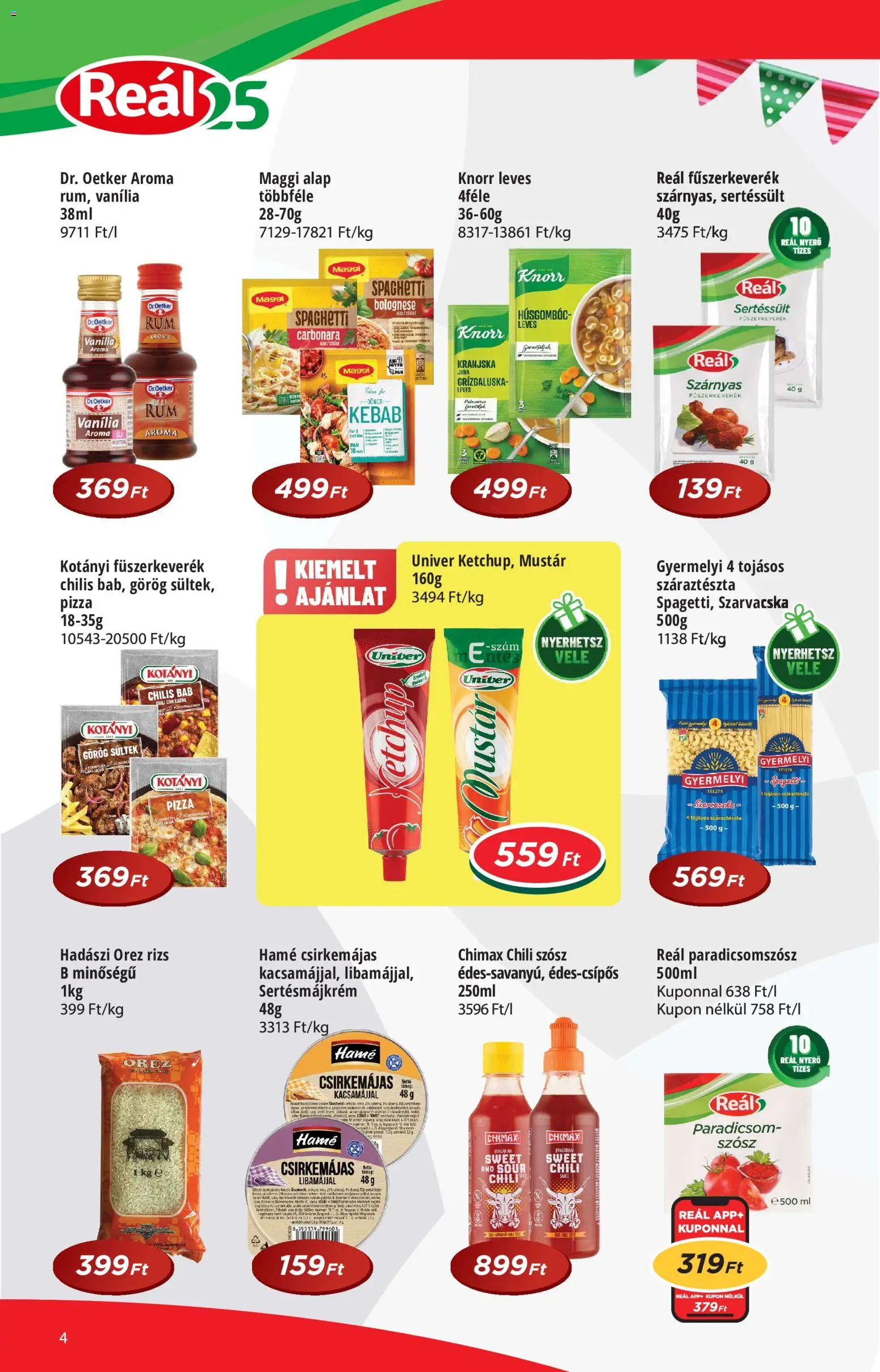 Reál akciós ujság - amely érvényes a következő dátumtól: 17.06.2026 | Oldal: 4 | Termékek: Chili con carne, Pizza, Száraztészta, Szósz