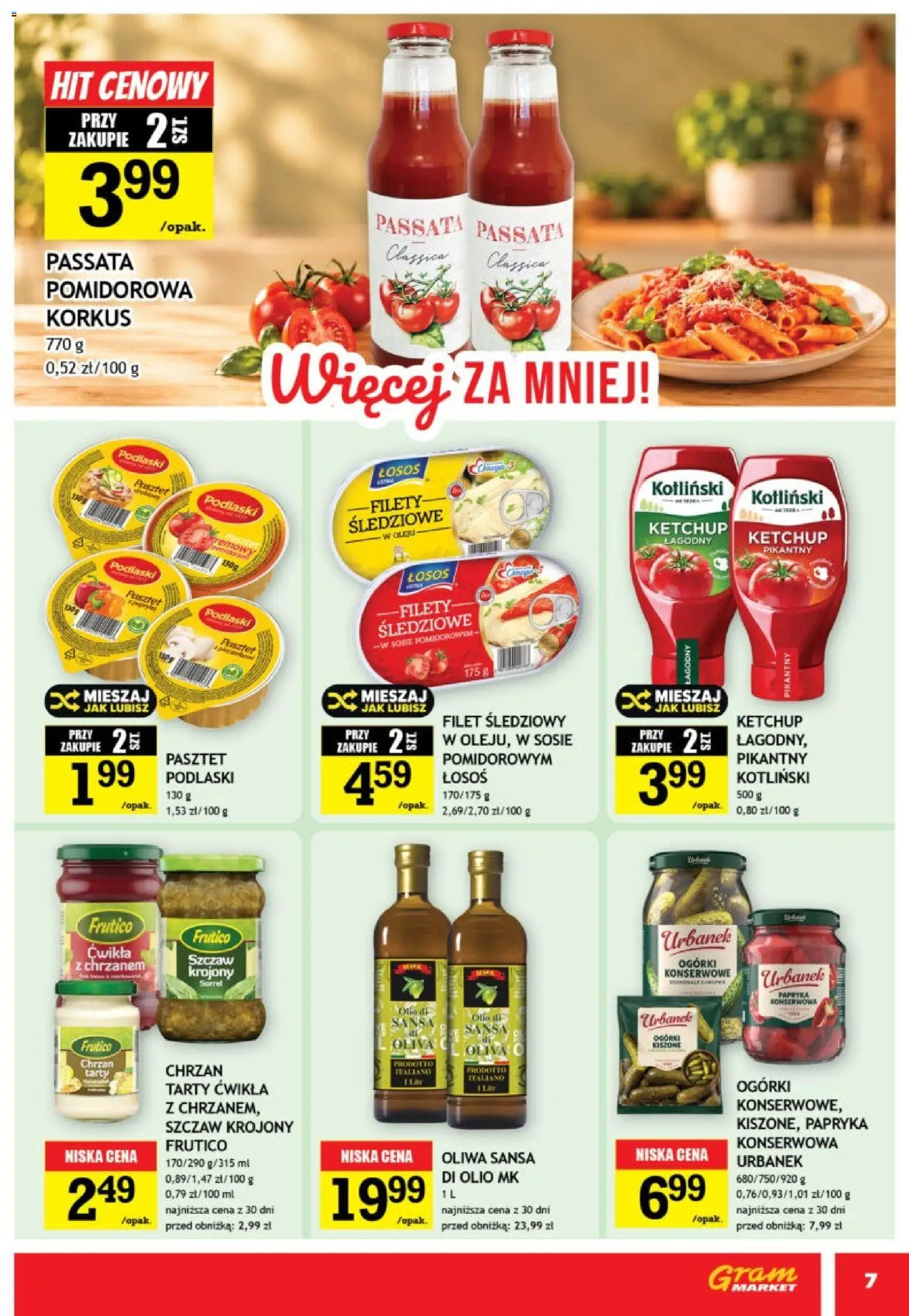 Gram Market gazetka od 21.10.2026 | Strona: 7 | Produkty: Łosoś, Papryka, Passata, Ogórki konserwowe