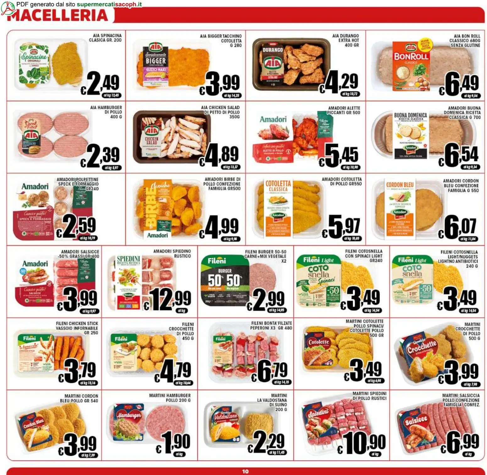 Volantino Sacoph del 31/07/2026 | Pagina: 10 | Prodotti: Tacchino, Formaggio, Salsiccia, Vassoio