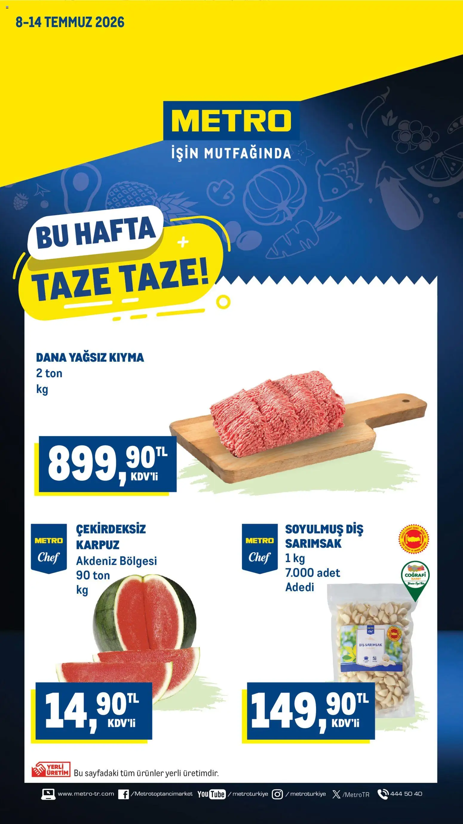 Metro Katalog - 08 Temmuz 2026 tarihinden itibaren geçerlidir | Sayfa: 1 | Ürünler: Kıyma, Sarımsak, Karpuz