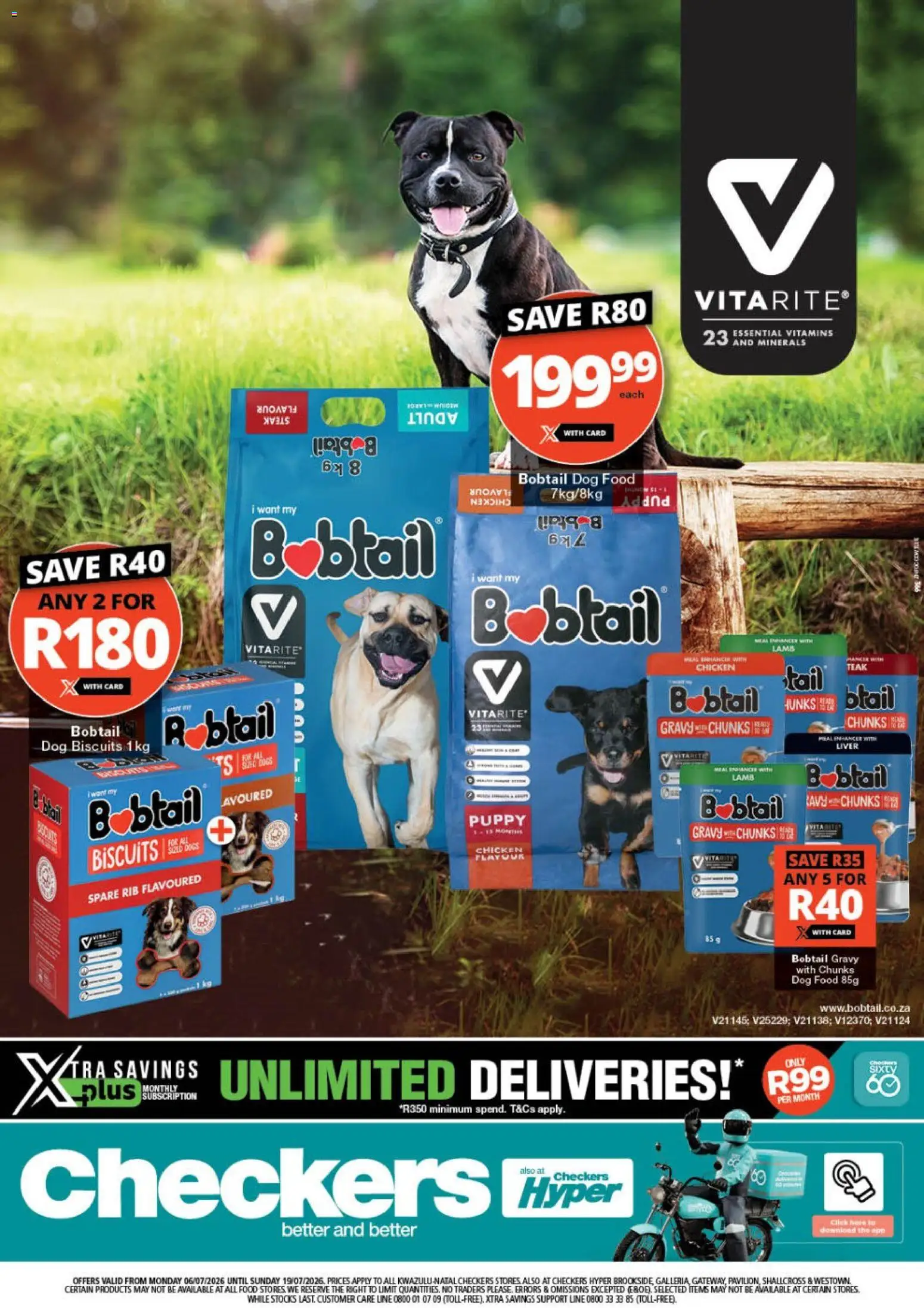 New Checkers catalogue – valid from 06/07/2026 | Page: 1 | Products: Steak, Vitamins, Gravy, Dog food
