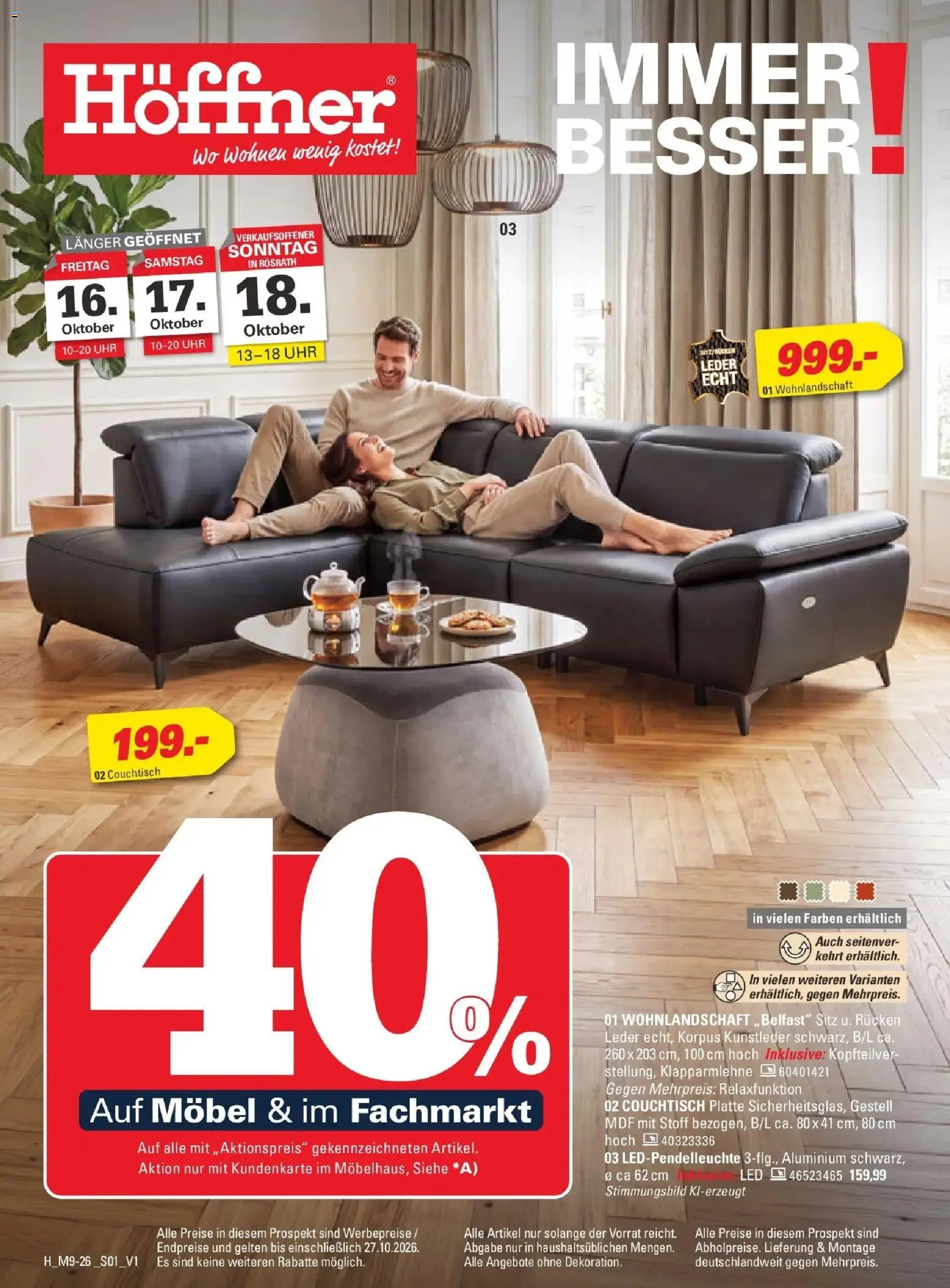 Höffner Prospekt Isernhagen/ot Altwarmbüchen – gültig ab 14.10.2026 | Seite: 1 | Produkte: Wohnlandschaft, Couchtisch, Uhr