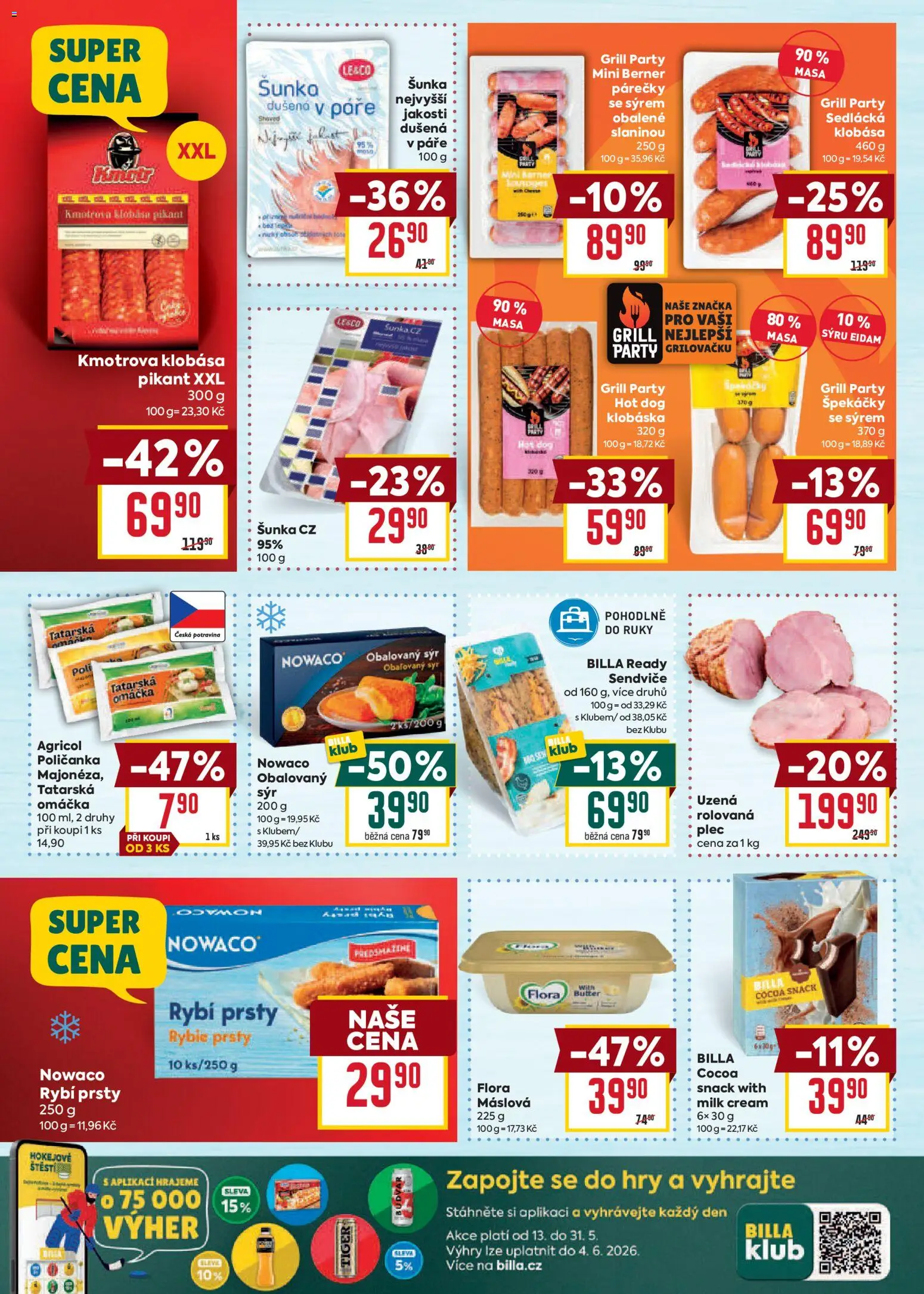 Billa Velký leták od 20.05.2026 | Strana: 16 | Produkty: Sýr, Špekáčky, Hot dog, Tatarská omáčka