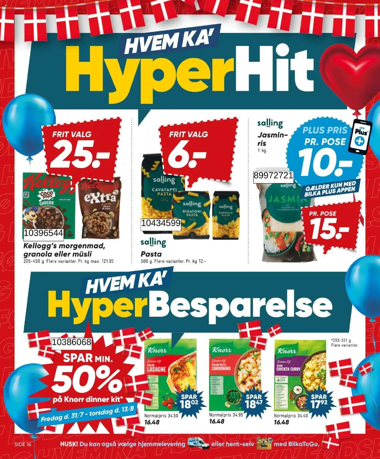Bilka tilbudsavis – gyldig fra 31/07/2026 | Side: 16 | Produkter: Pasta, Müsli, Lasagne