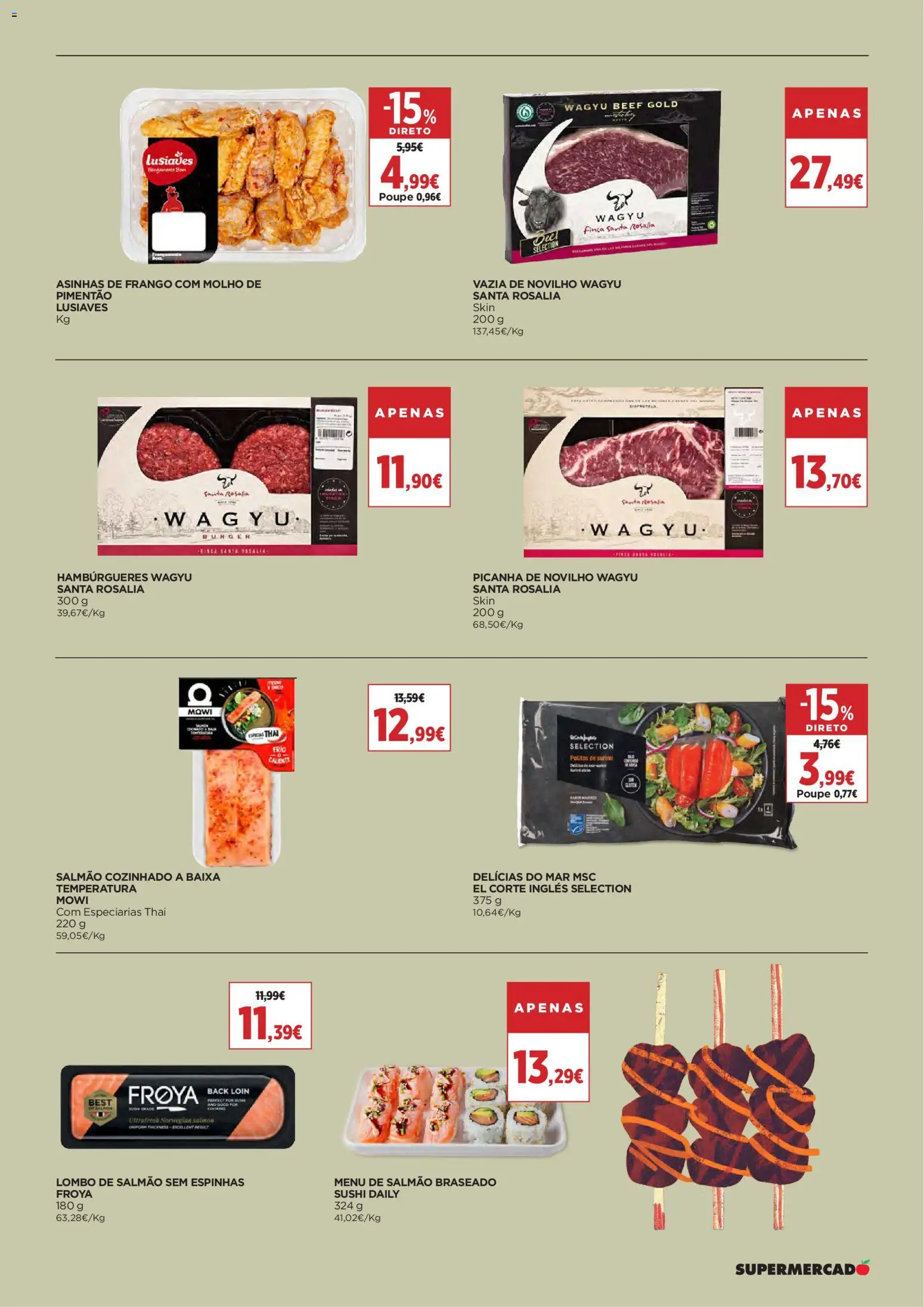 El Corte Ingles folheto │ válido de 02/10/2026 | Página: 3 | Produtos: Sushi, Frango, Pimentão, Salmão