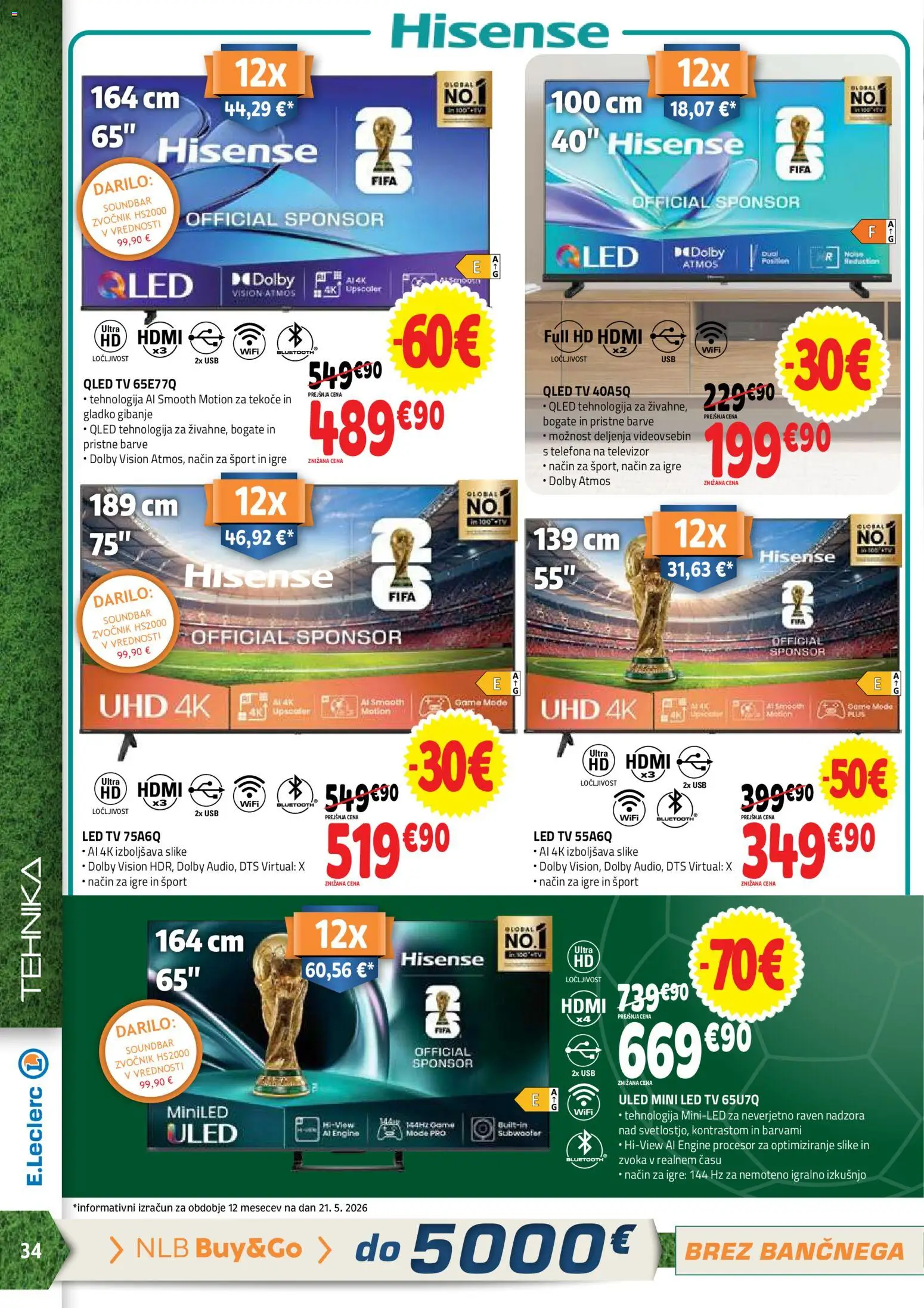 Novi E.leclerc katalog ponudbe – veljaven od 03.06.2026 | Stran: 34 | Izdelki: Televizor, Tv, Usb, Led tv