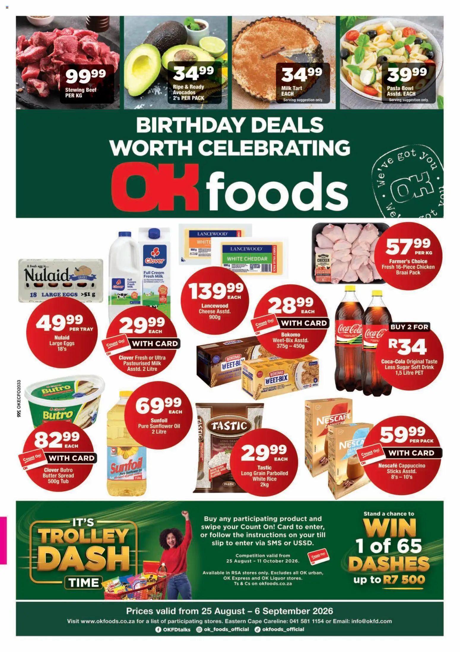 New OK Foods catalogue – valid from 25/08/2026 | Page: 1 | Products: Cheese, Eggs, Chicken, Cream