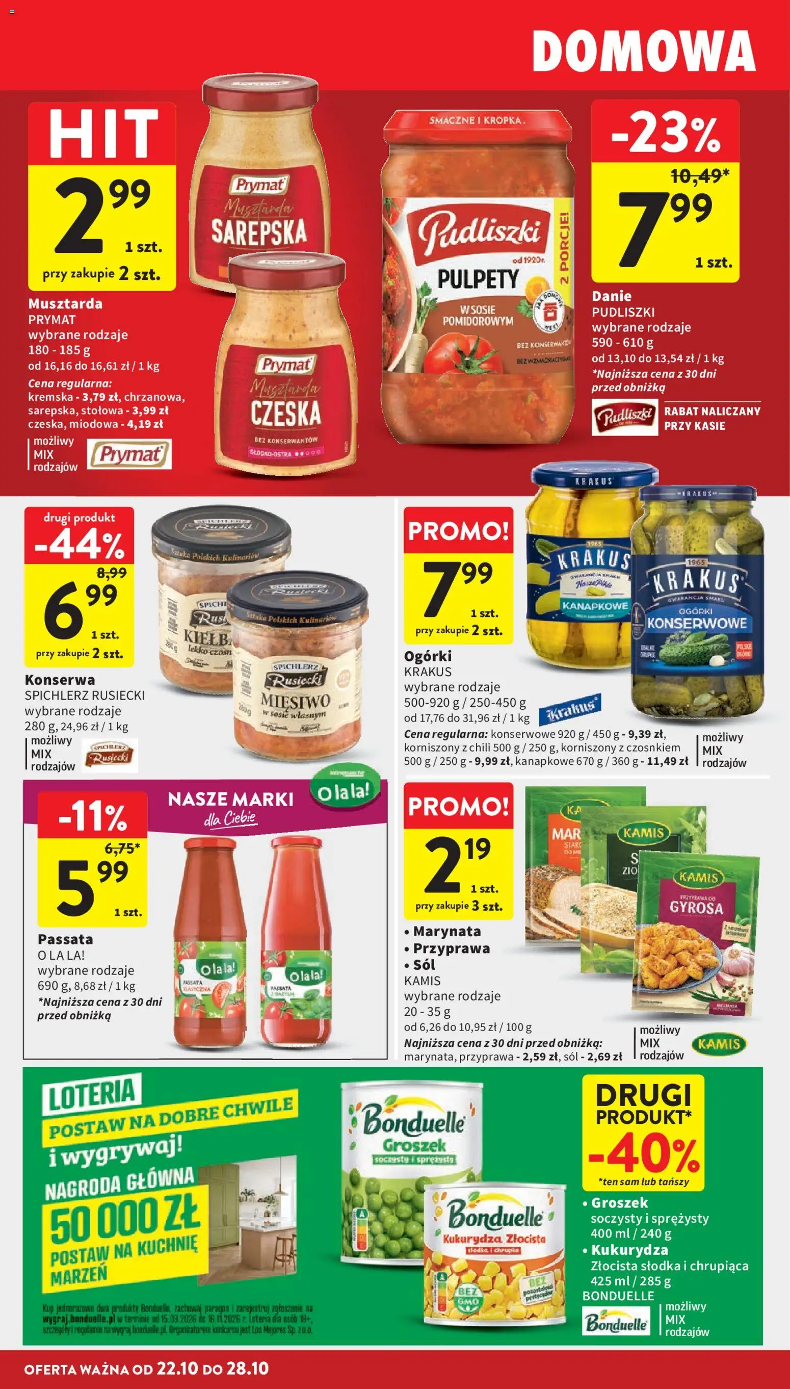 Intermarche gazetka od 22.10.2026 | Strona: 28 | Produkty: Groszek, Kukurydza, Korniszony z chili, Ogórki