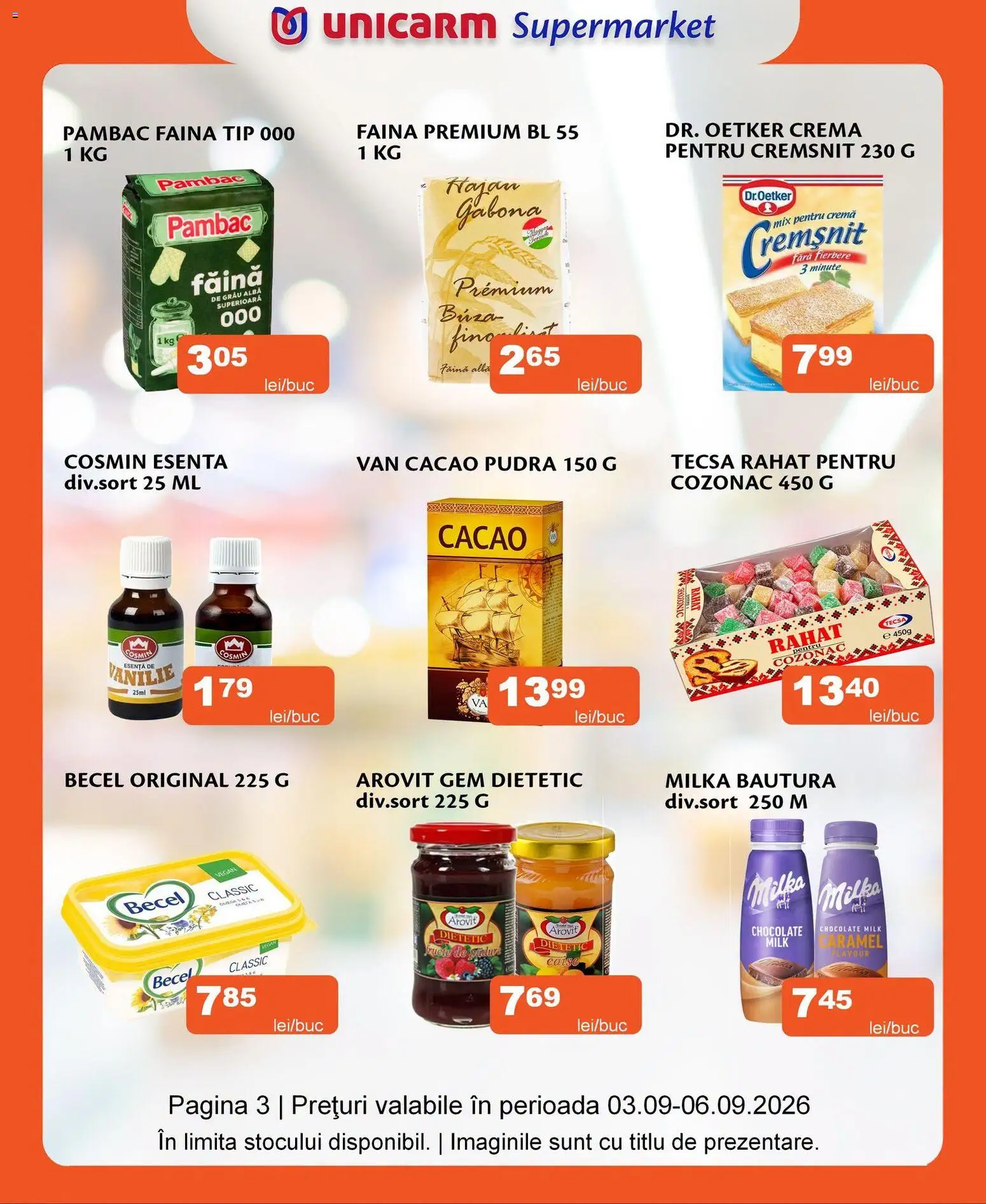 Noul catalog Unicarm – valabil de la 03.09.2026 | Pagină: 3 | Produse: Pudră, Cremă, Făină, Tip