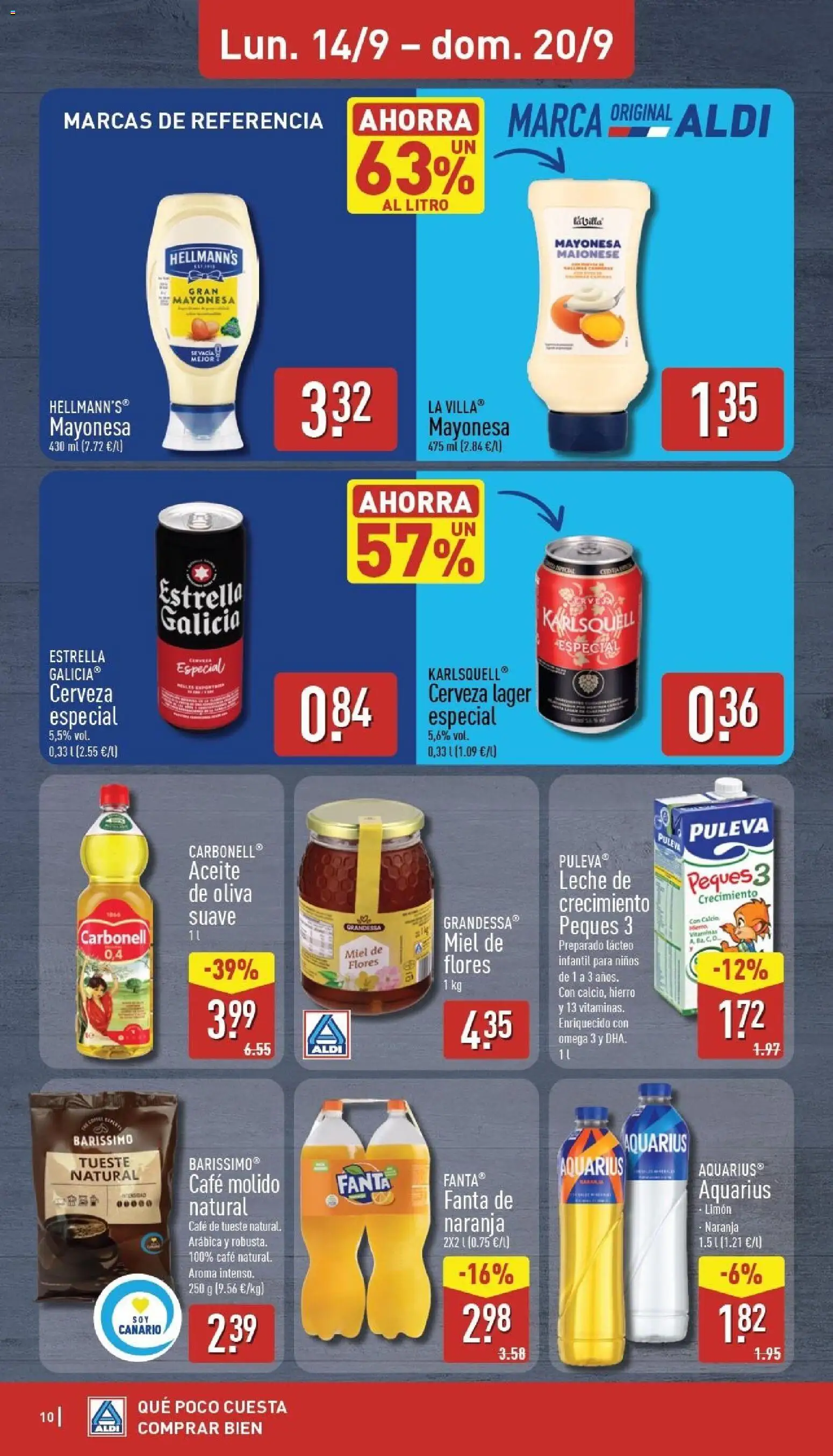Aldi folleto Canarias │ válido desde el 14/09/2026 | Página: 10 | Productos: Omega, Cerveza, Fanta, Mayonesa