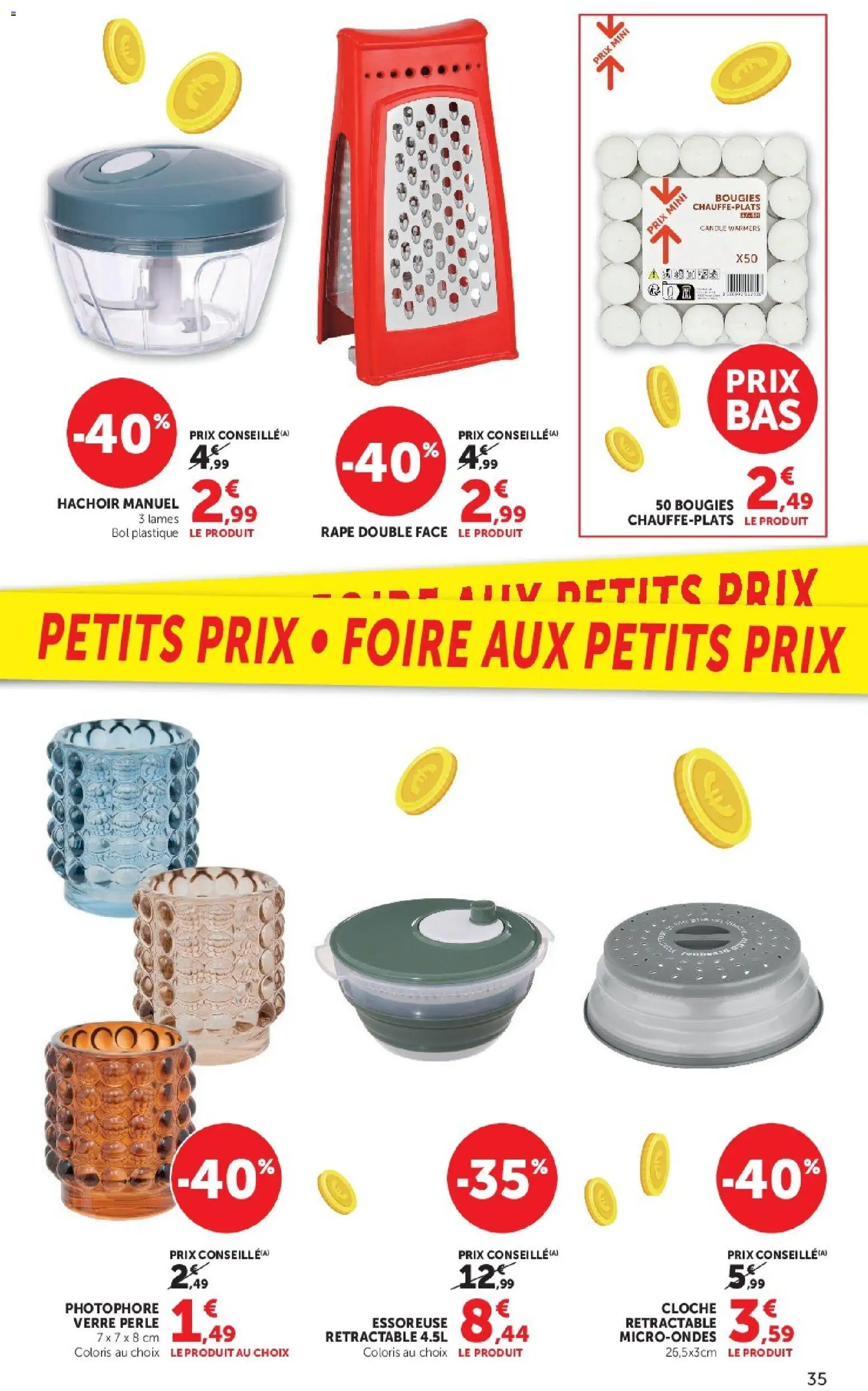 {H1} | Page: 35 | Produits: Essoreuse, Cloche, Râpe, Bougies