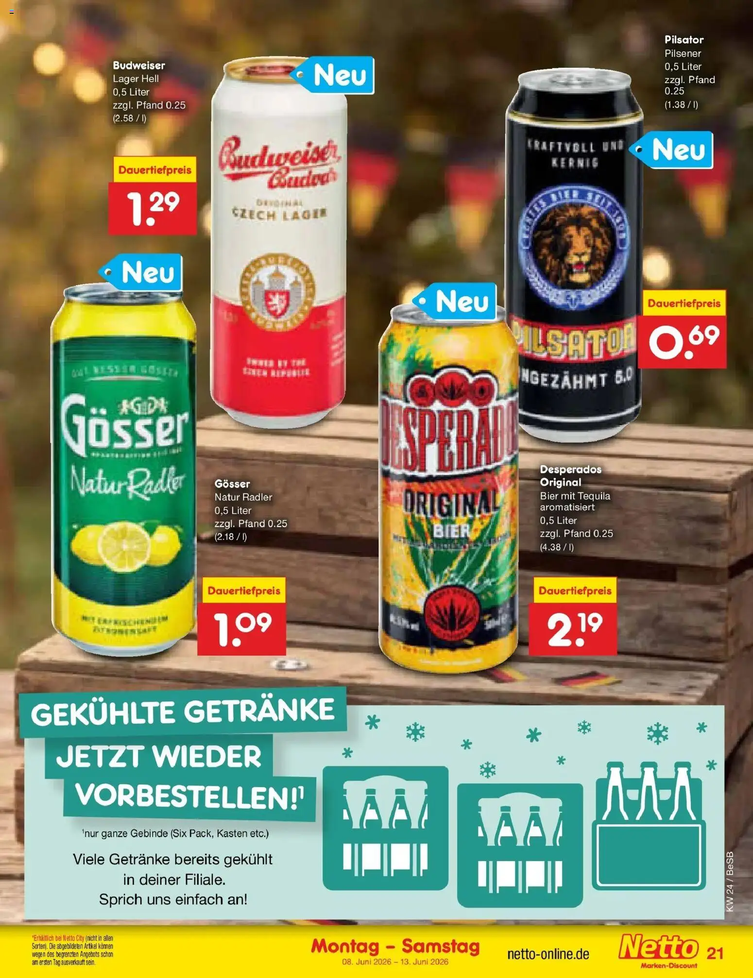 Netto Marken-Discount Prospekt Kremmen – gültig ab 08.06.2026 | Seite: 33 | Produkte: Bier, Radler, Desperados, Budweiser