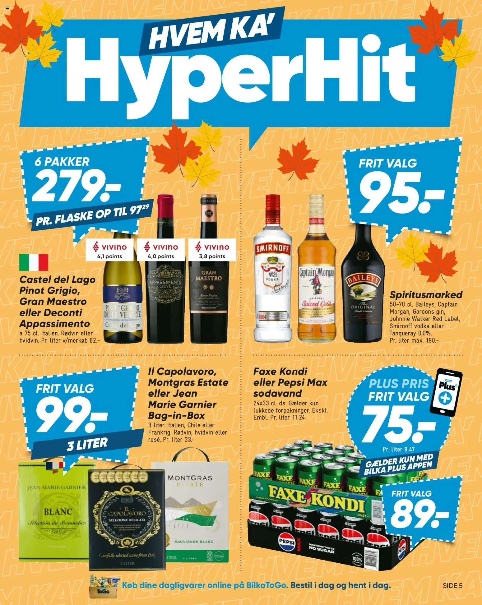 Bilka tilbudsavis – gyldig fra 09/10/2026 | Side: 5 | Produkter: Baileys, Sodavand, Pepsi Max, Rødvin