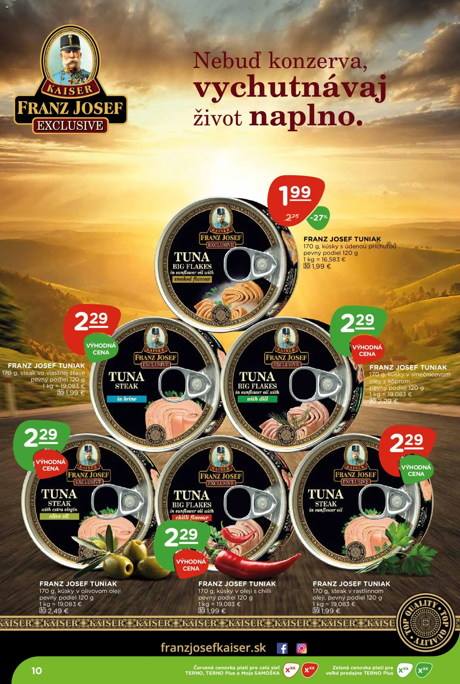 Nové Terno akcie – leták je platný od 18.06.2026 | Strana: 10 | Produkty: Tuniak, Chilli, Steak