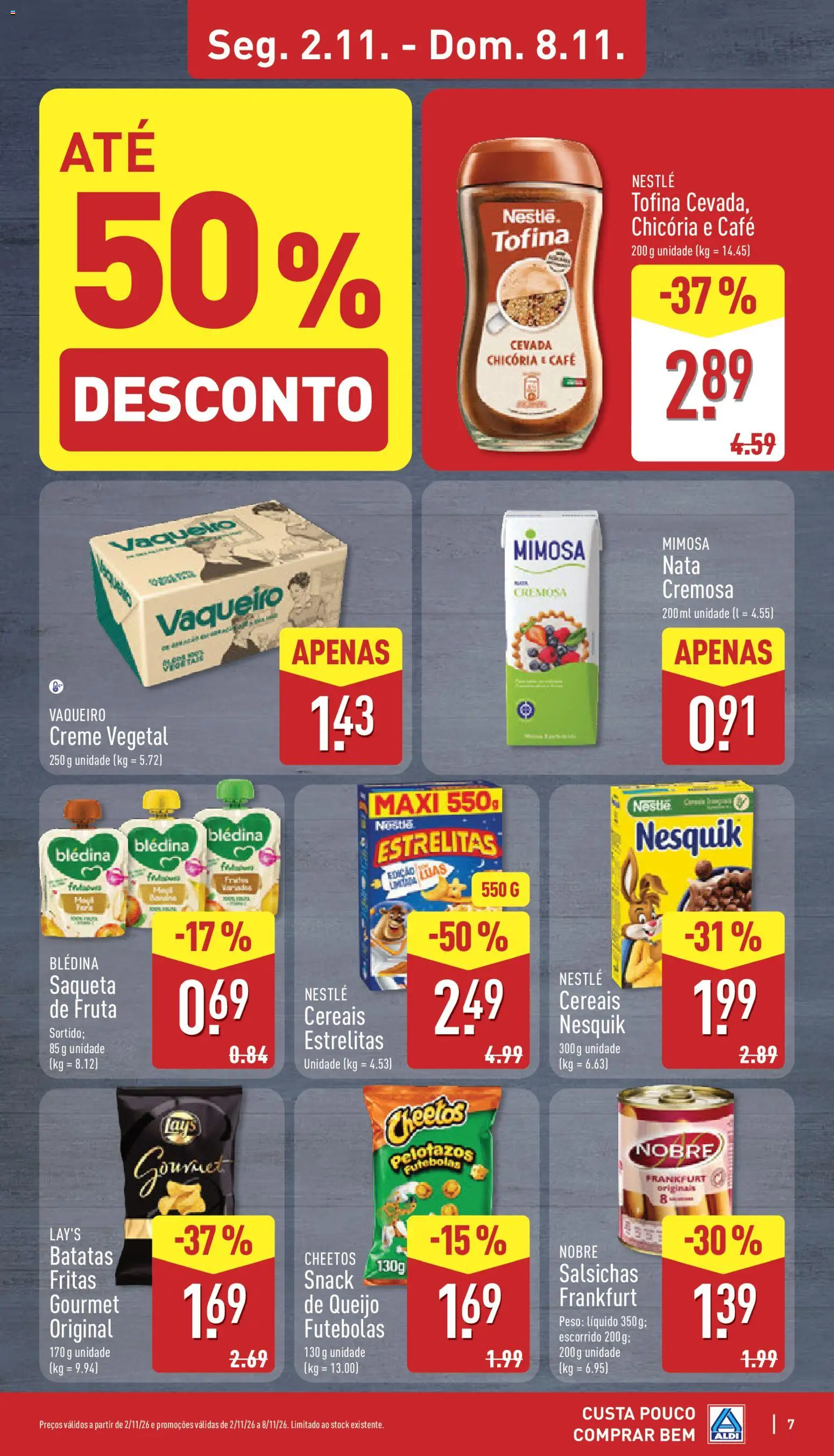 Aldi folheto │ válido de 02/11/2026 | Página: 7 | Produtos: Queijo, Nata, Cereais, Salsichas