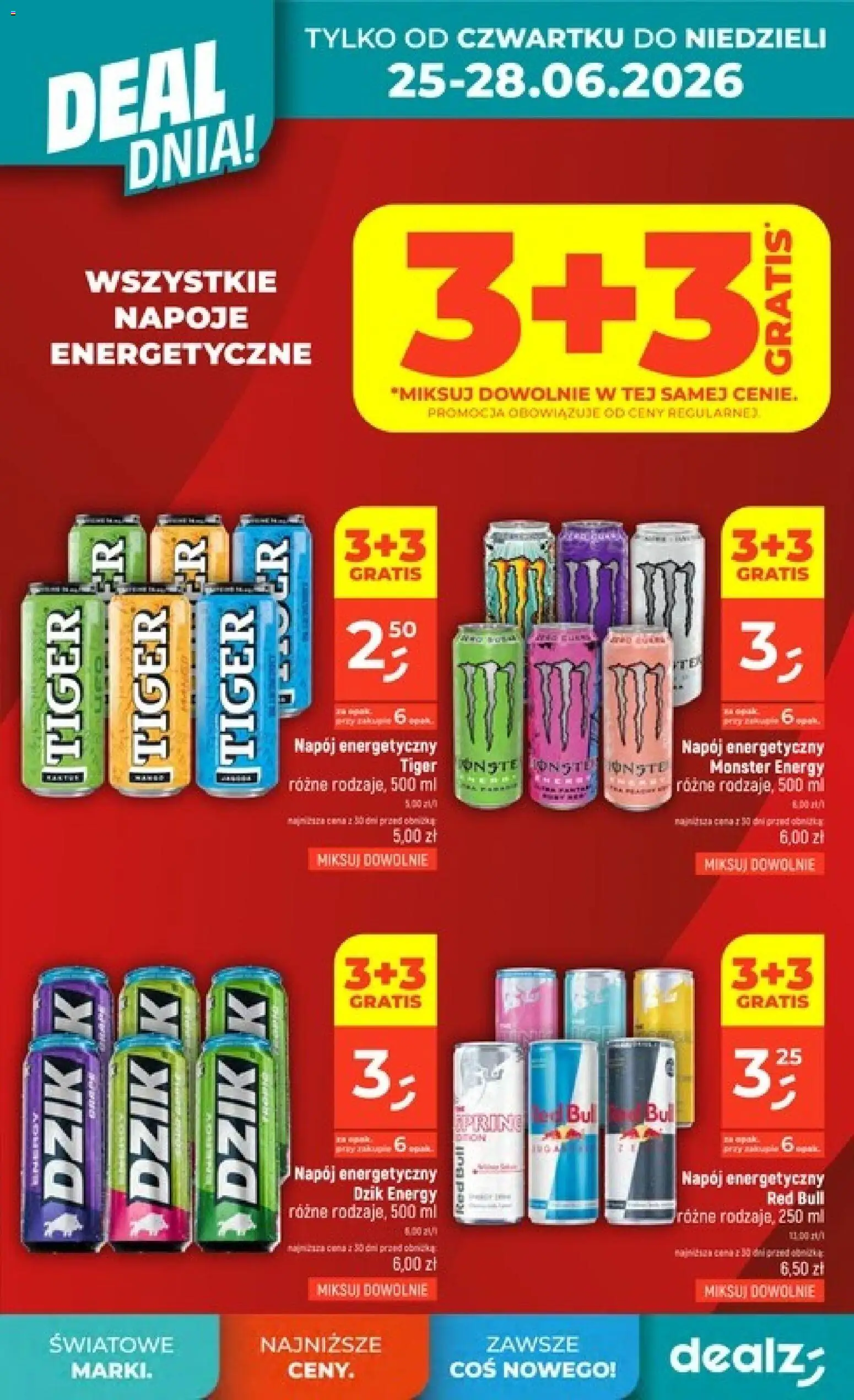 Dealz gazetka od 25.06.2026 | Strona: 3 | Produkty: Red bull, Napoje