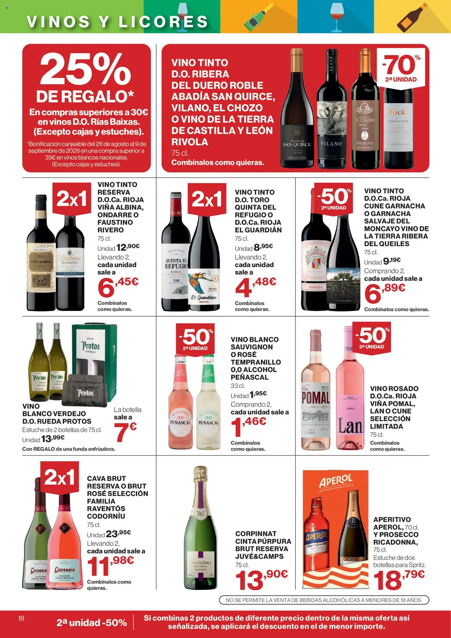 El Corte Inglés ofertas │ válido desde el 13/08/2026 | Página: 18 | Productos: Aperol, Vino tinto, Vino blanco, Bebidas