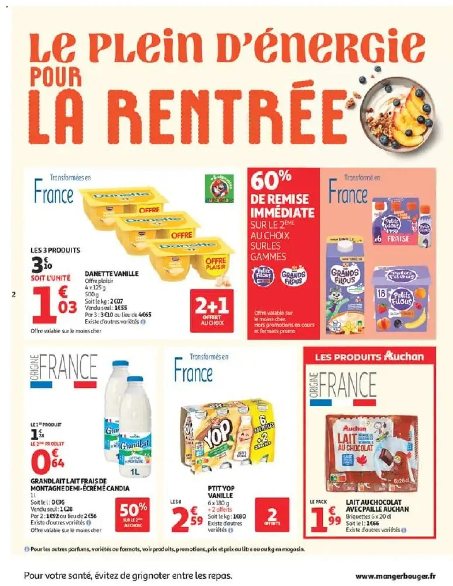 {H1} | Page: 2 | Produits: Candia, Vanille, Briquettes, Chocolat