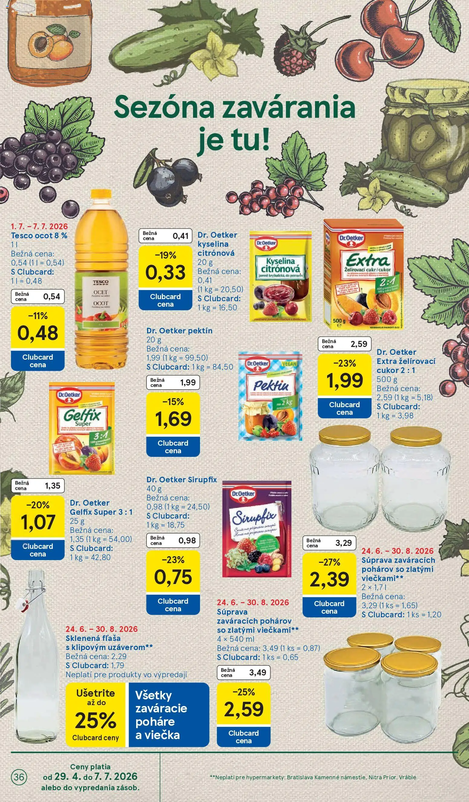 Nové Tesco akcie – leták je platný od 01.07.2026 | Strana: 36 | Produkty: Cukor, Ocot
