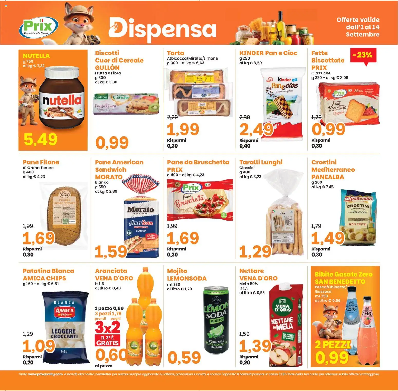 Volantino Prix del 01/09/2026 | Pagina: 18 | Prodotti: Pane, Frutta, Torta, Taralli