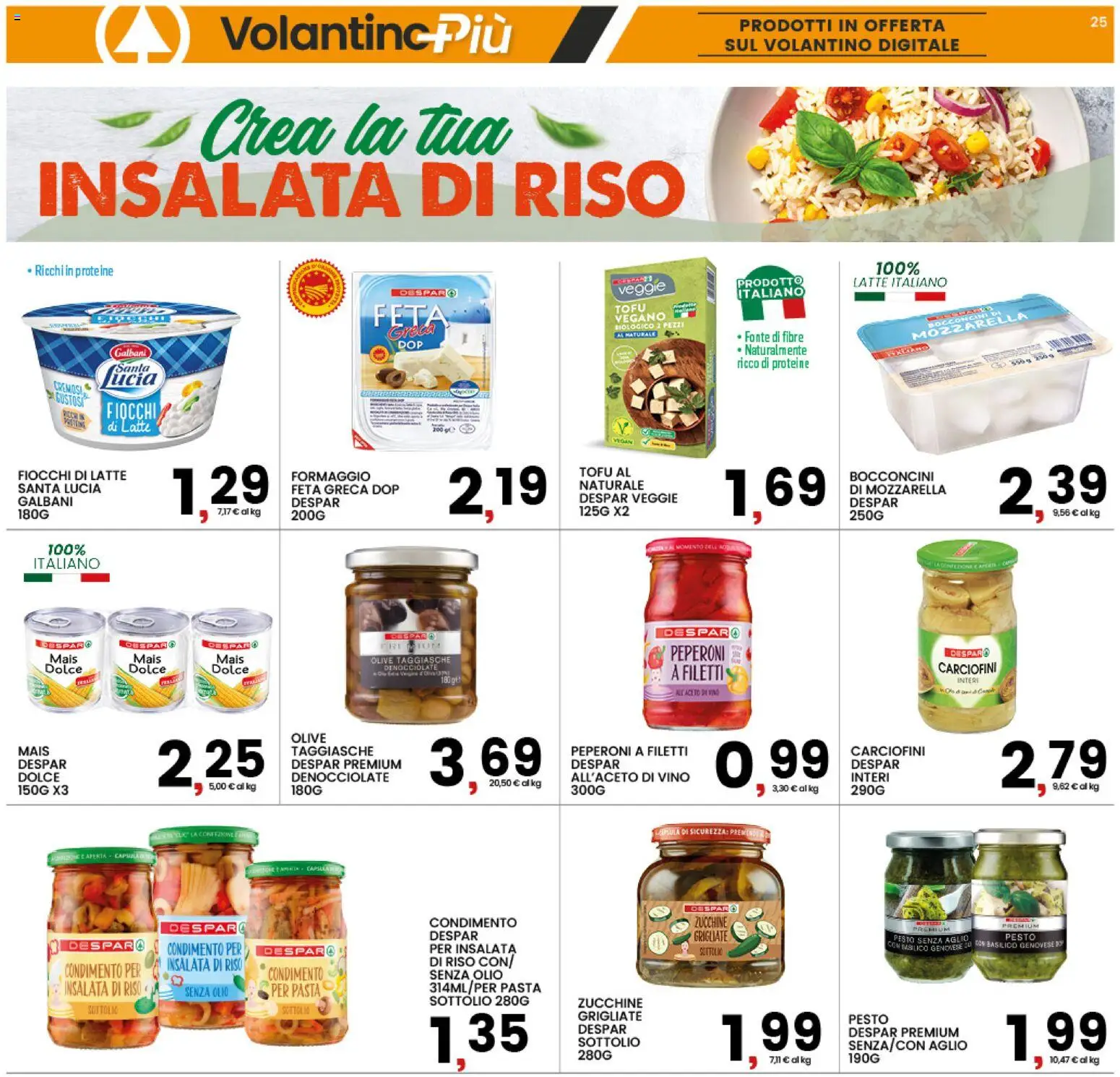 Volantino Interspar del 08.06.2026 | Pagina: 25 | Prodotti: Fiocchi di latte, Mozzarella, Formaggio, Tofu