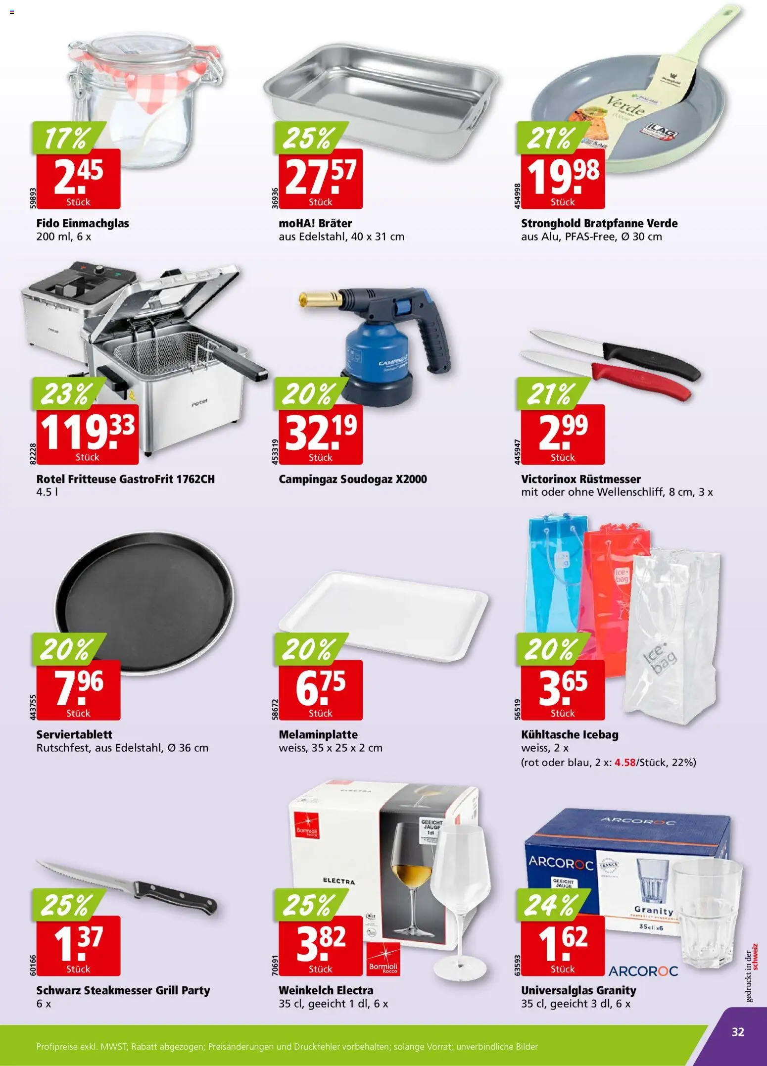 Aligro aktionen Schlieren, Gossau SG, Frauenfeld, Rapperswil-Jona, Sargans, Bern – gültig ab 03.08.2026 | Seite: 32 | Produkte: Fritteuse, Bilder, Grill