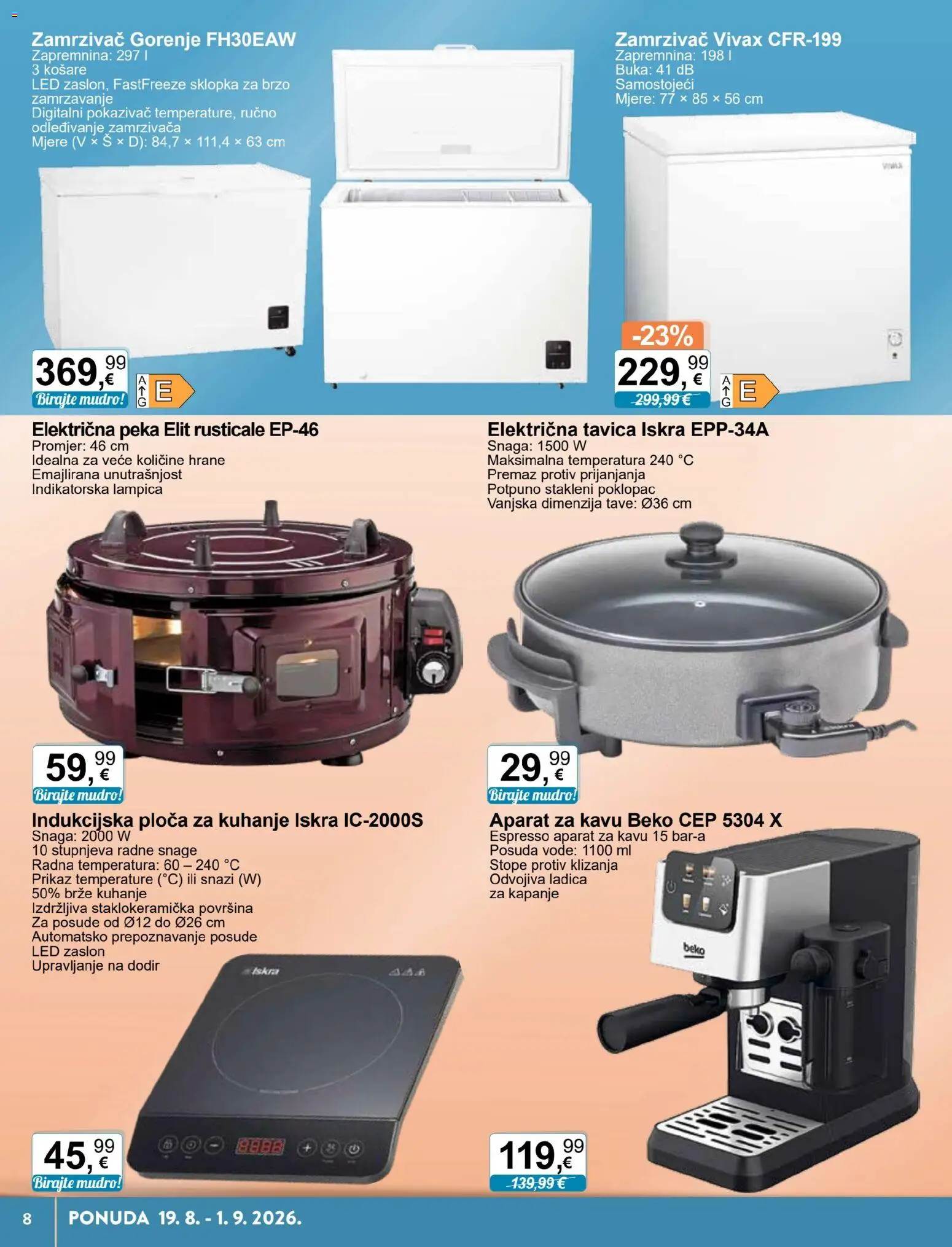 KTC katalog | vrijedi od 19.08.2026 | Stranica: 8 | Proizvodi: Aparat za kavu, Indukcijska ploča za kuhanje, Košare, Ploča za kuhanje