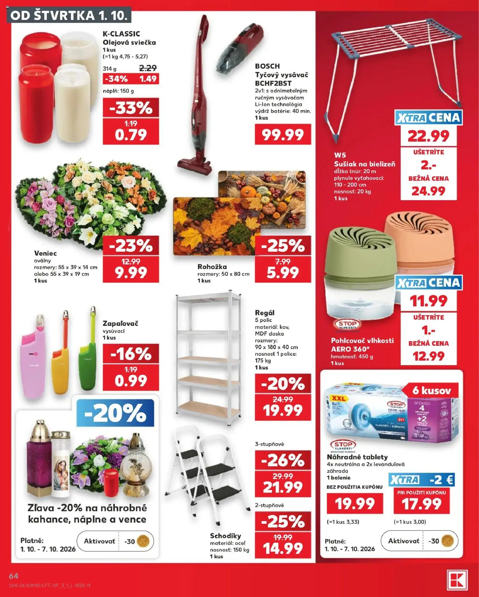 Nové Kaufland akcie – leták je platný od 01.10.2026 | Strana: 64 | Produkty: Rohožka, Regál, Pohlcovač vlhkosti, Police