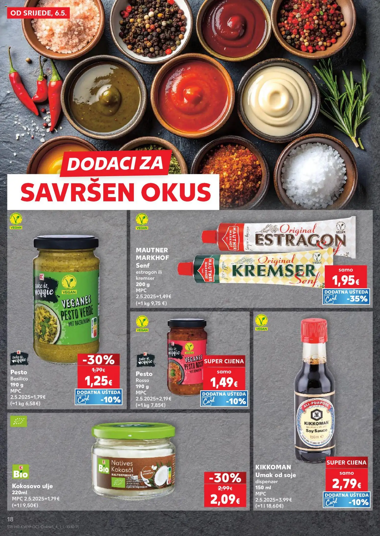 Kaufland HR akciós ujság - amely érvényes a következő dátumtól: 06.05.2026 | Oldal: 18 | Termékek: Pesto, Vegán