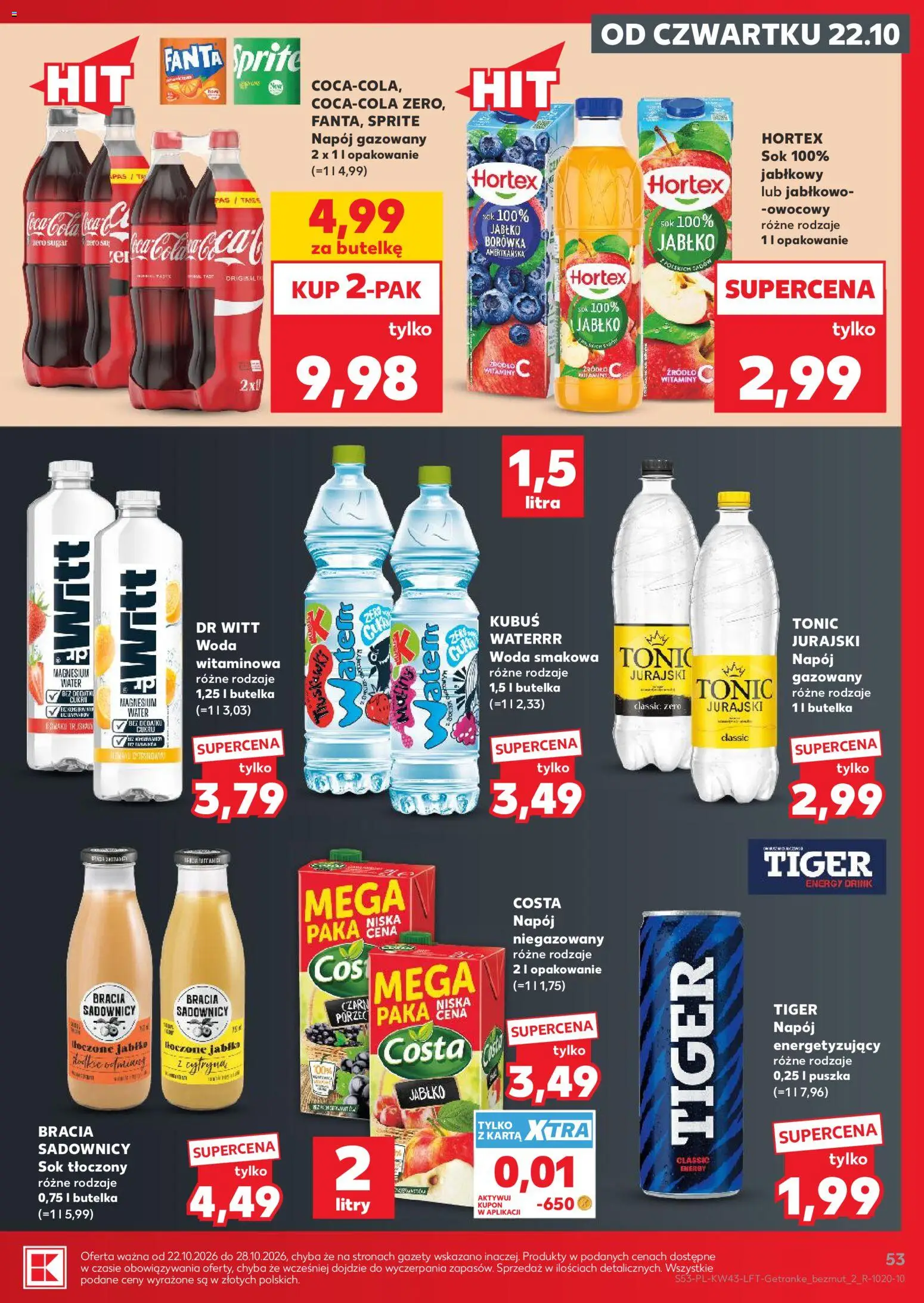 Kaufland Polsko leták od 22.10.2026 | Strana: 53 | Produkty: Tiger, Fanta, Tonic, Sprite