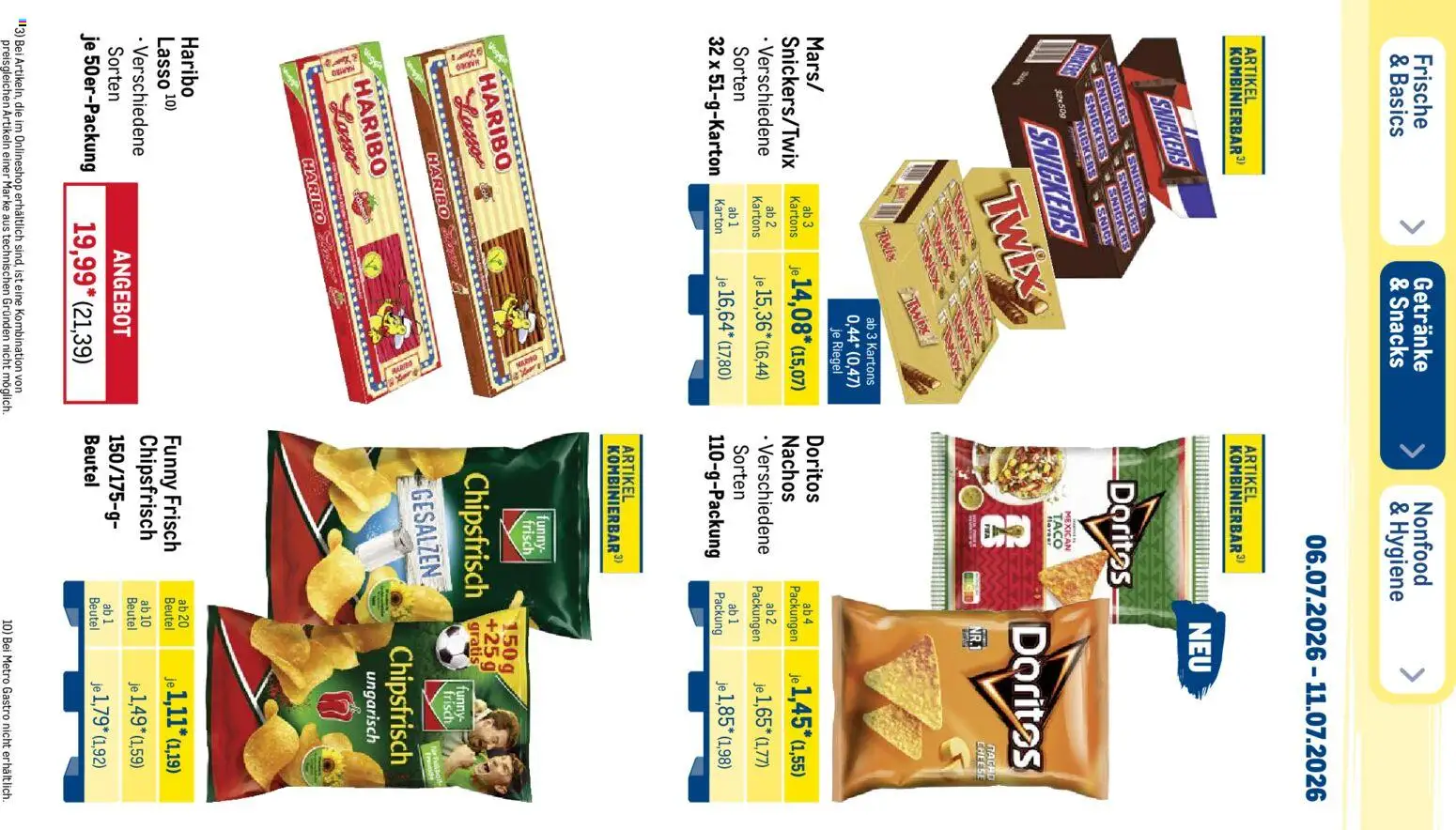 Metro Prospekt – gültig ab 06.07.2026 | Seite: 25 | Produkte: Haribo, Funny frisch, Snickers, Twix