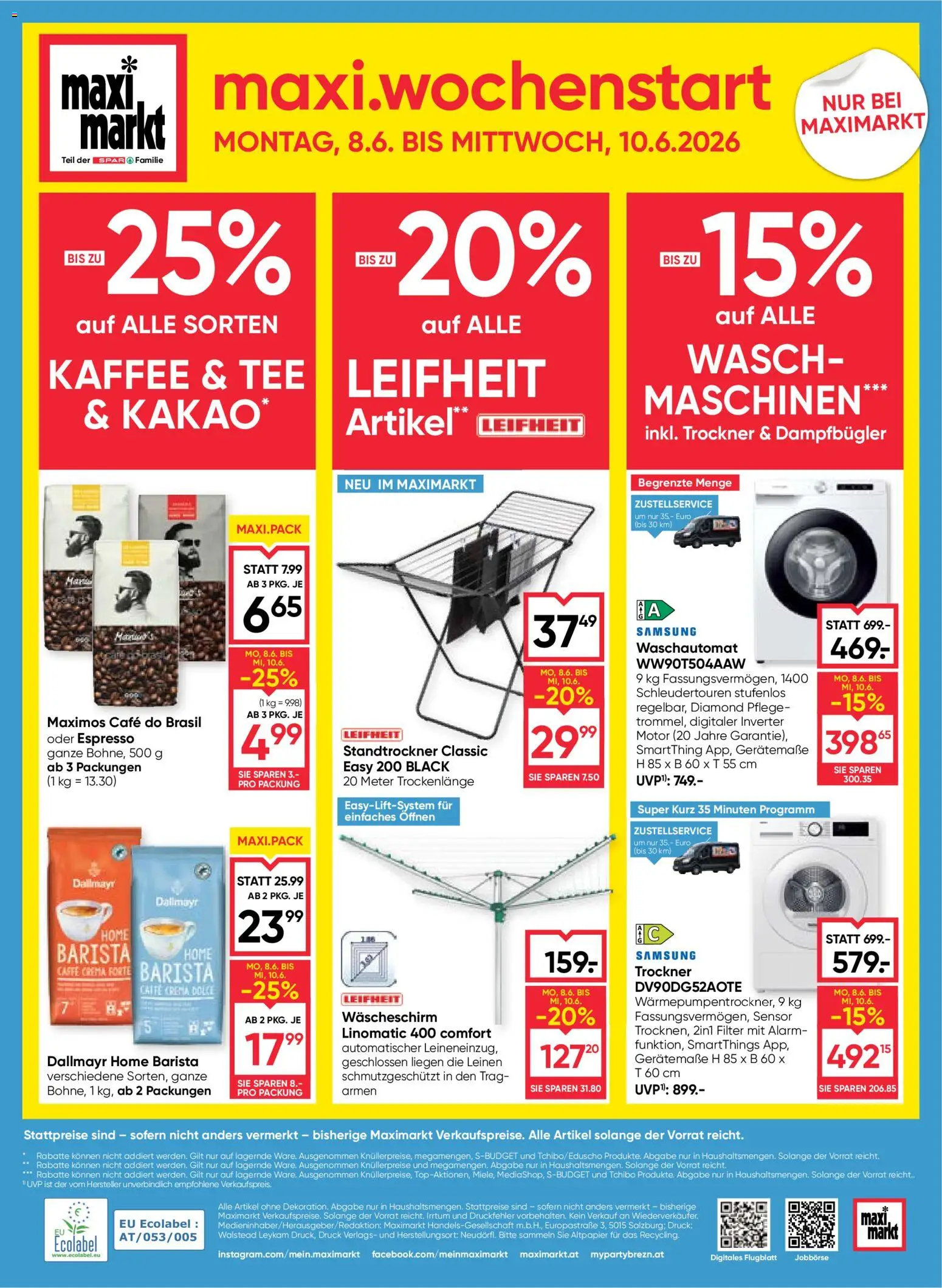 Maximarkt Flugblatt gültig ab 03.06.2026 | Seite: 28 | Produkte: Trockner, Samsung, Kaffee, Tee
